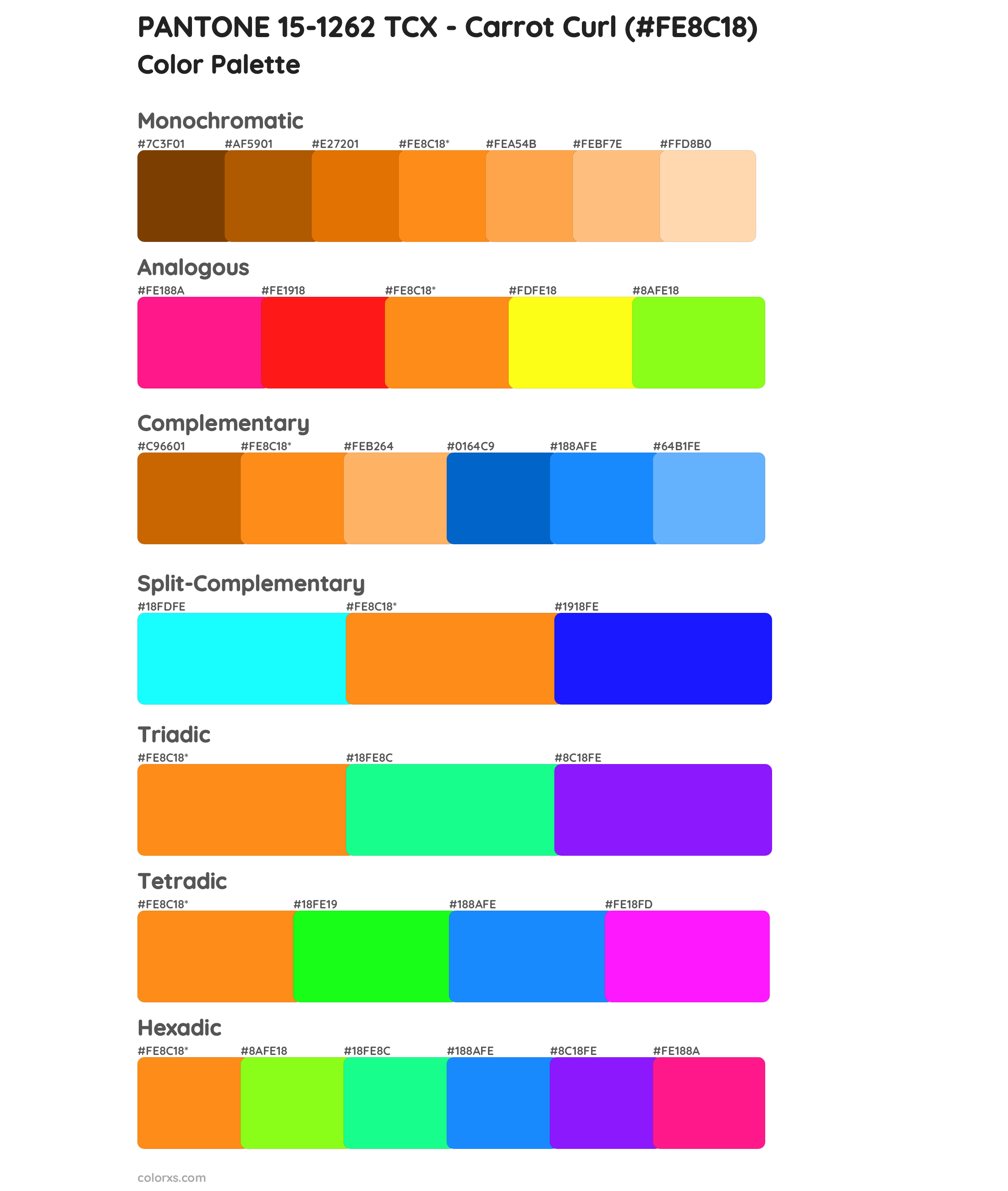 PANTONE 15-1262 TCX - Carrot Curl Color Scheme Palettes