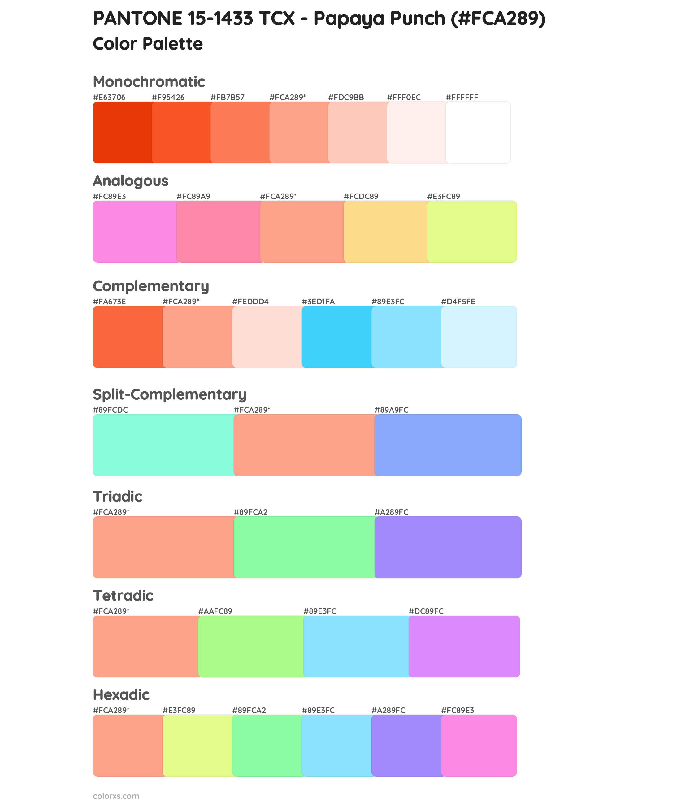 PANTONE 15-1433 TCX - Papaya Punch Color Scheme Palettes