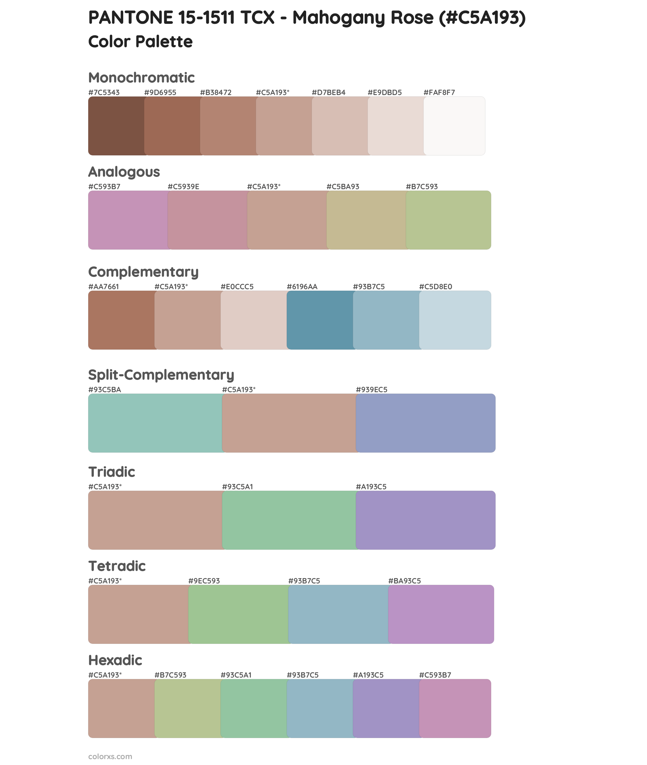 PANTONE 15-1511 TCX - Mahogany Rose Color Scheme Palettes