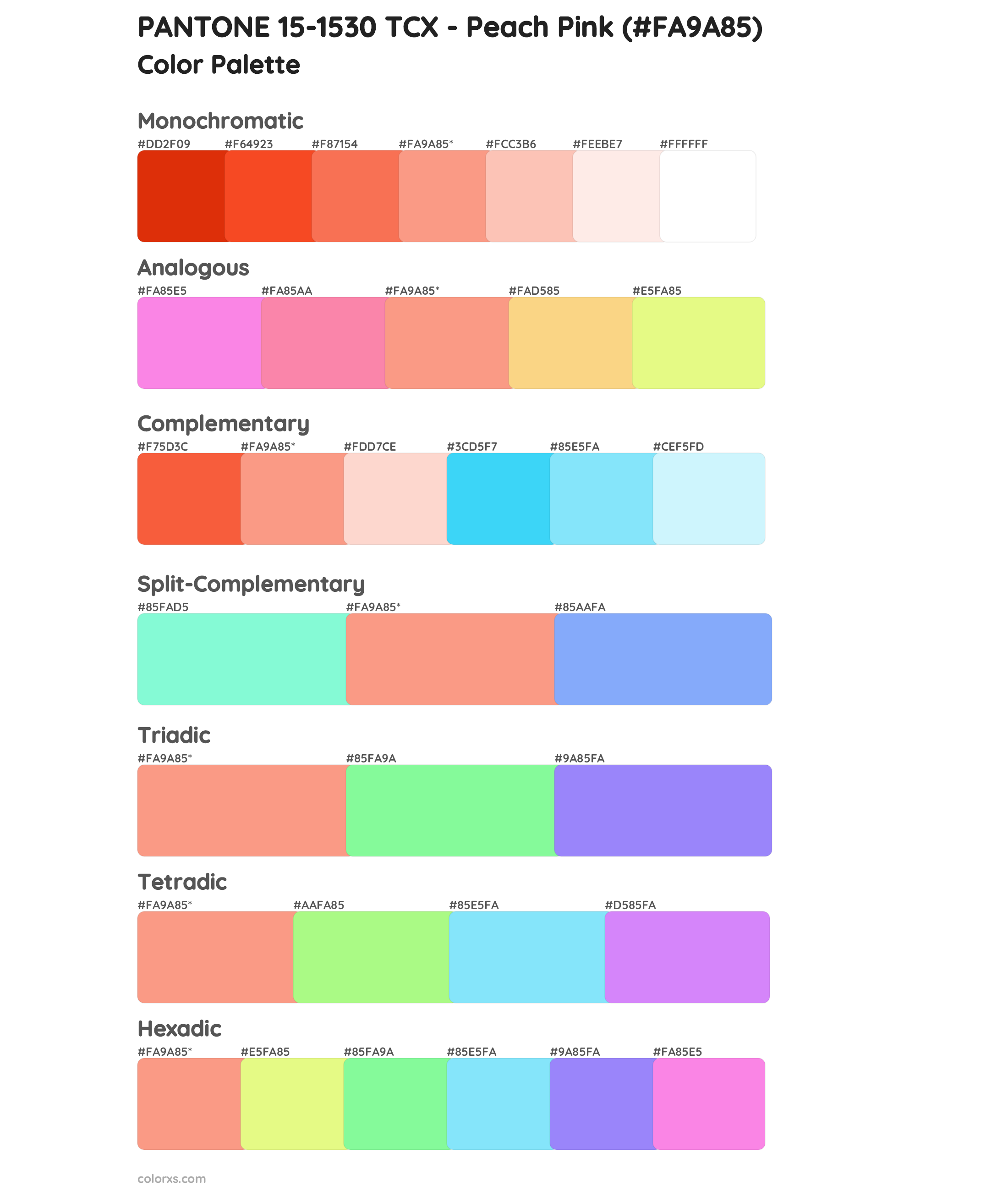 PANTONE 15-1530 TCX - Peach Pink color palettes - colorxs.com