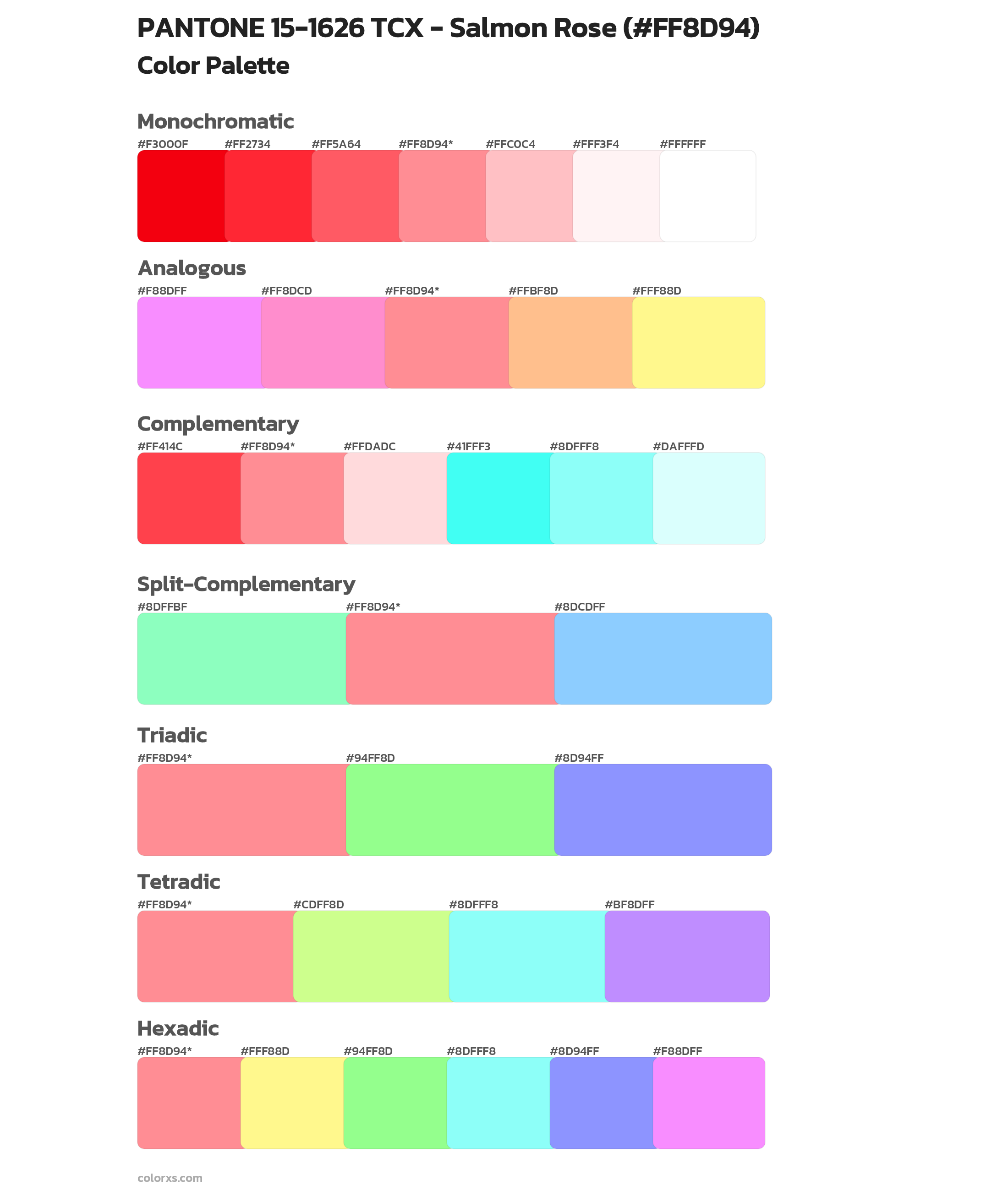 PANTONE 15-1626 TCX - Salmon Rose Color Scheme Palettes