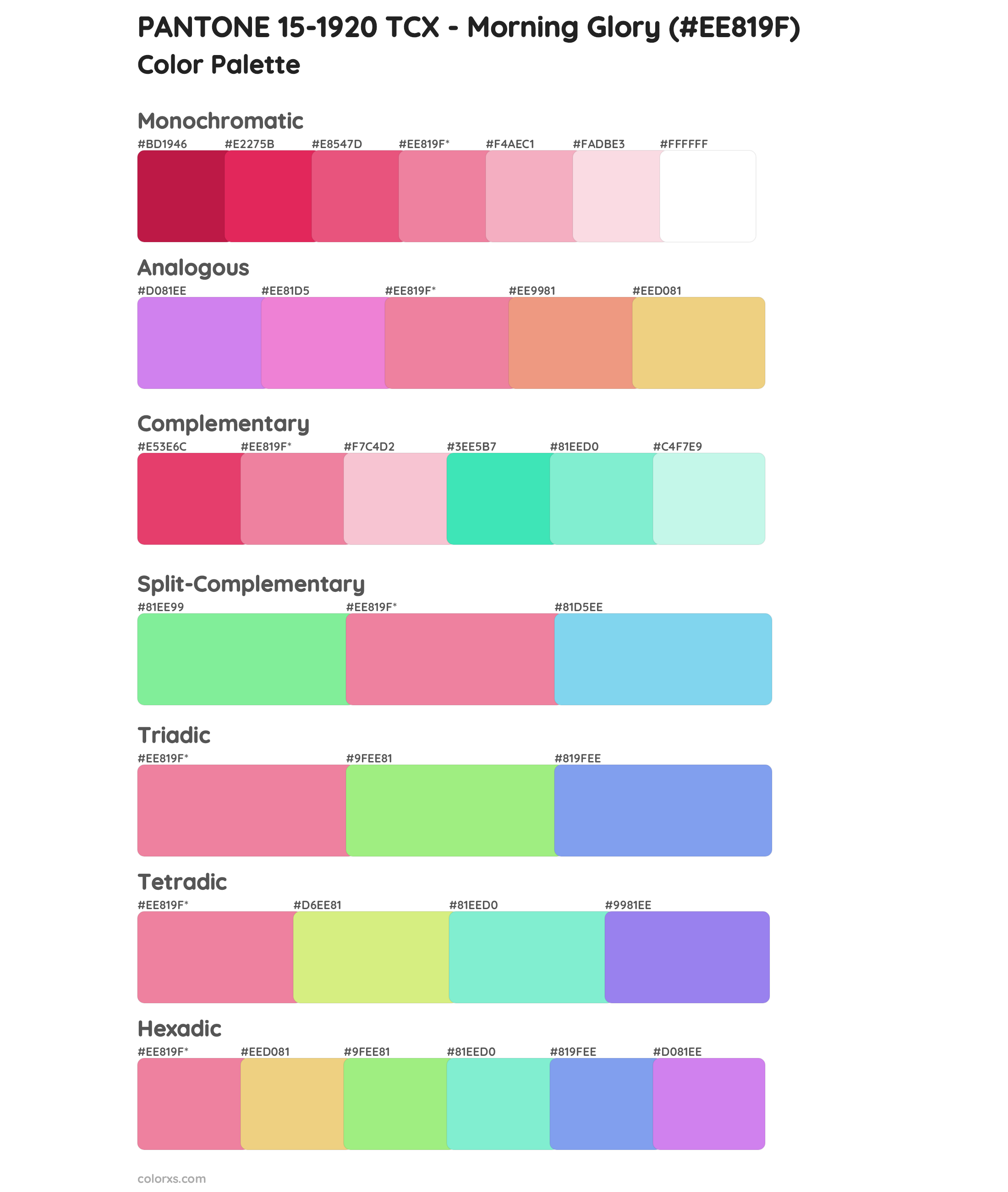 PANTONE 15-1920 TCX - Morning Glory Color Scheme Palettes