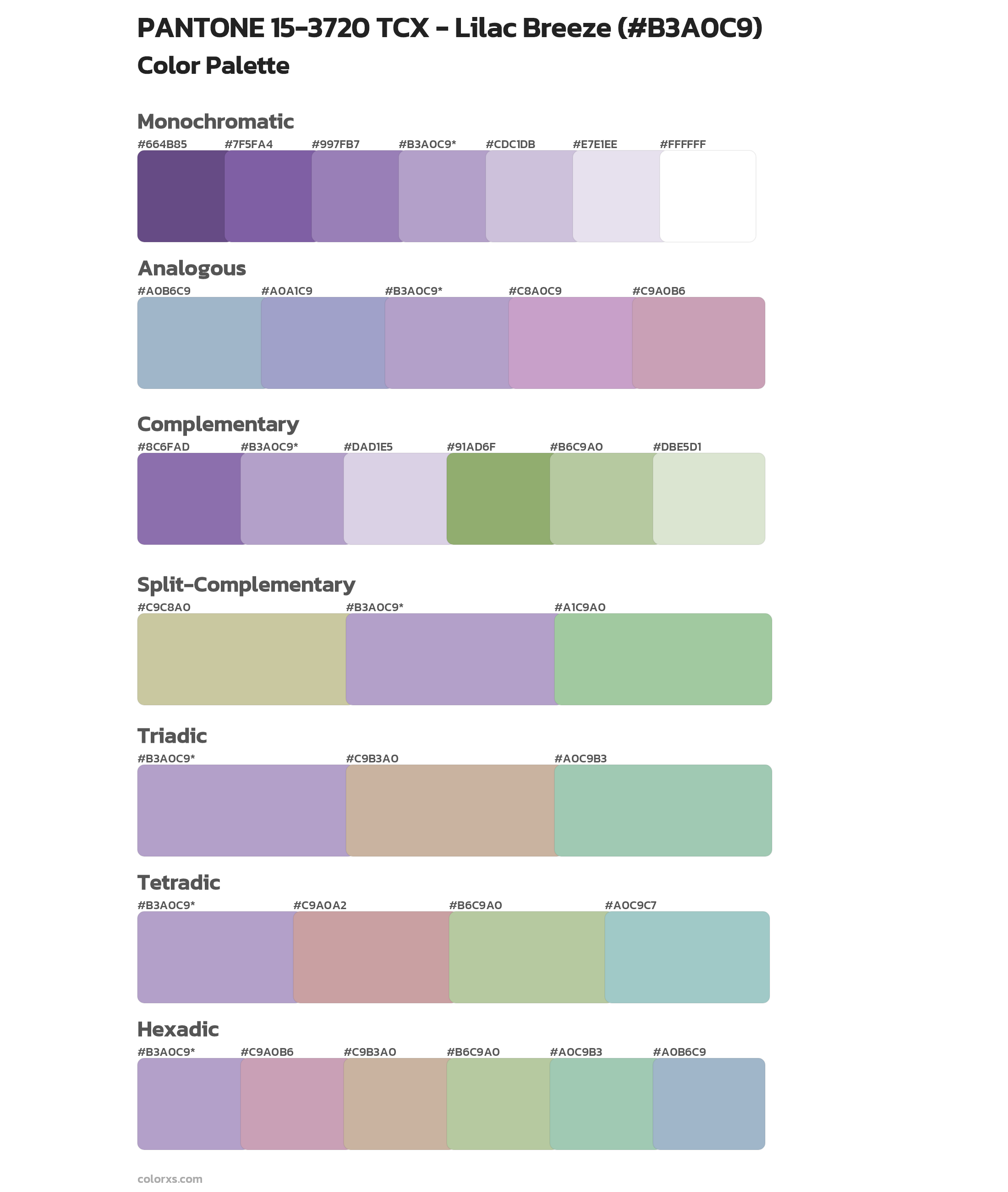 PANTONE 15-3720 TCX - Lilac Breeze Color Scheme Palettes