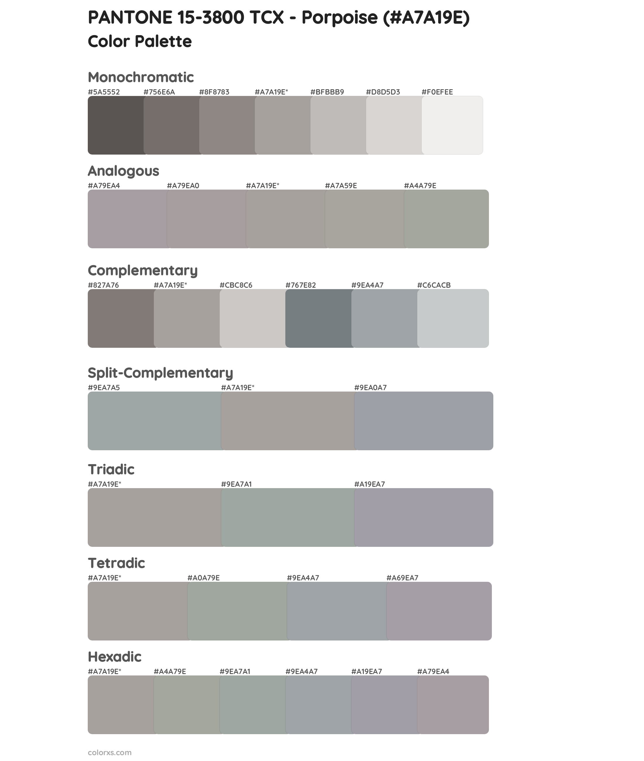 PANTONE 15-3800 TCX - Porpoise Color Scheme Palettes