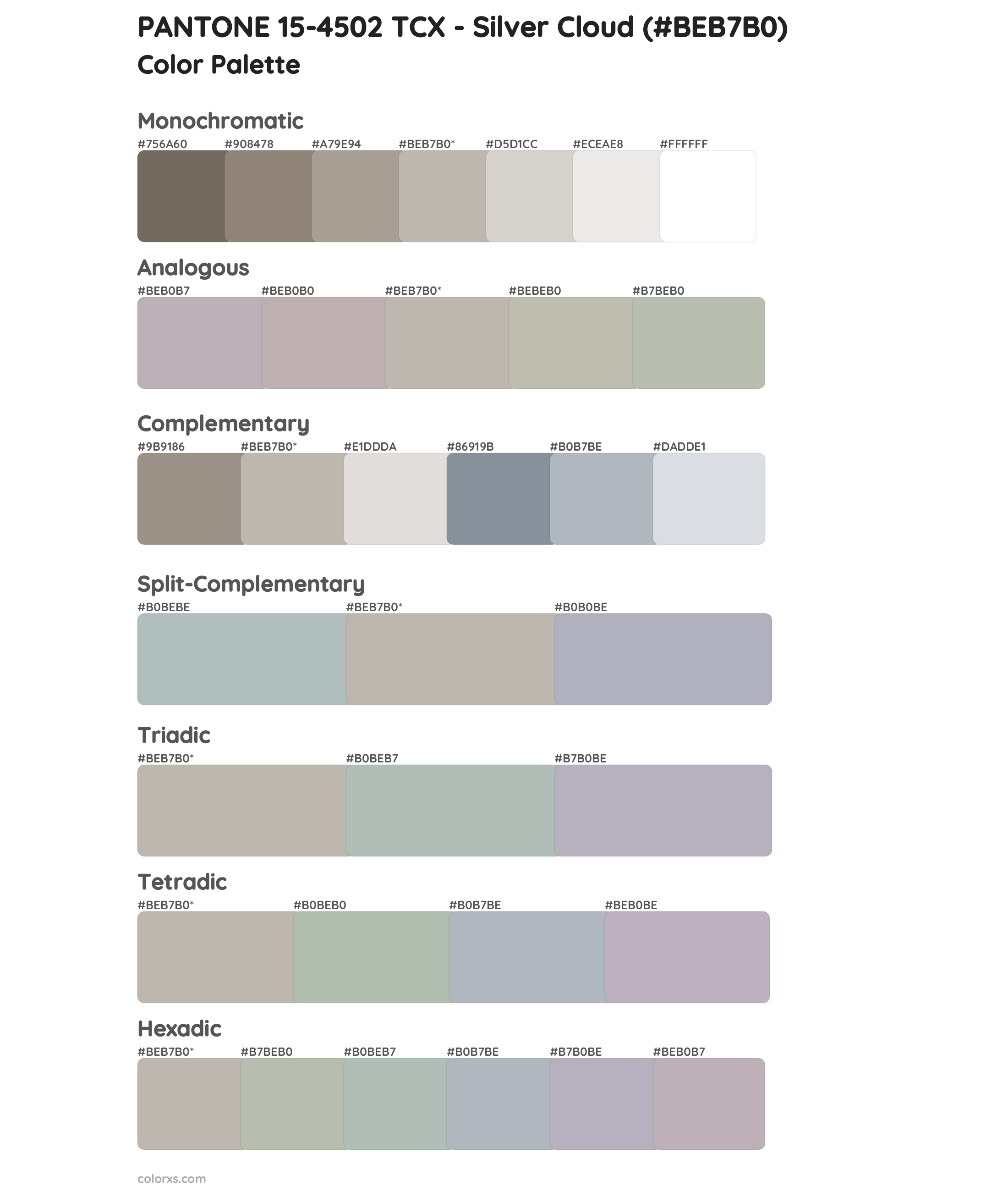 PANTONE 15-4502 TCX - Silver Cloud color palettes - colorxs.com