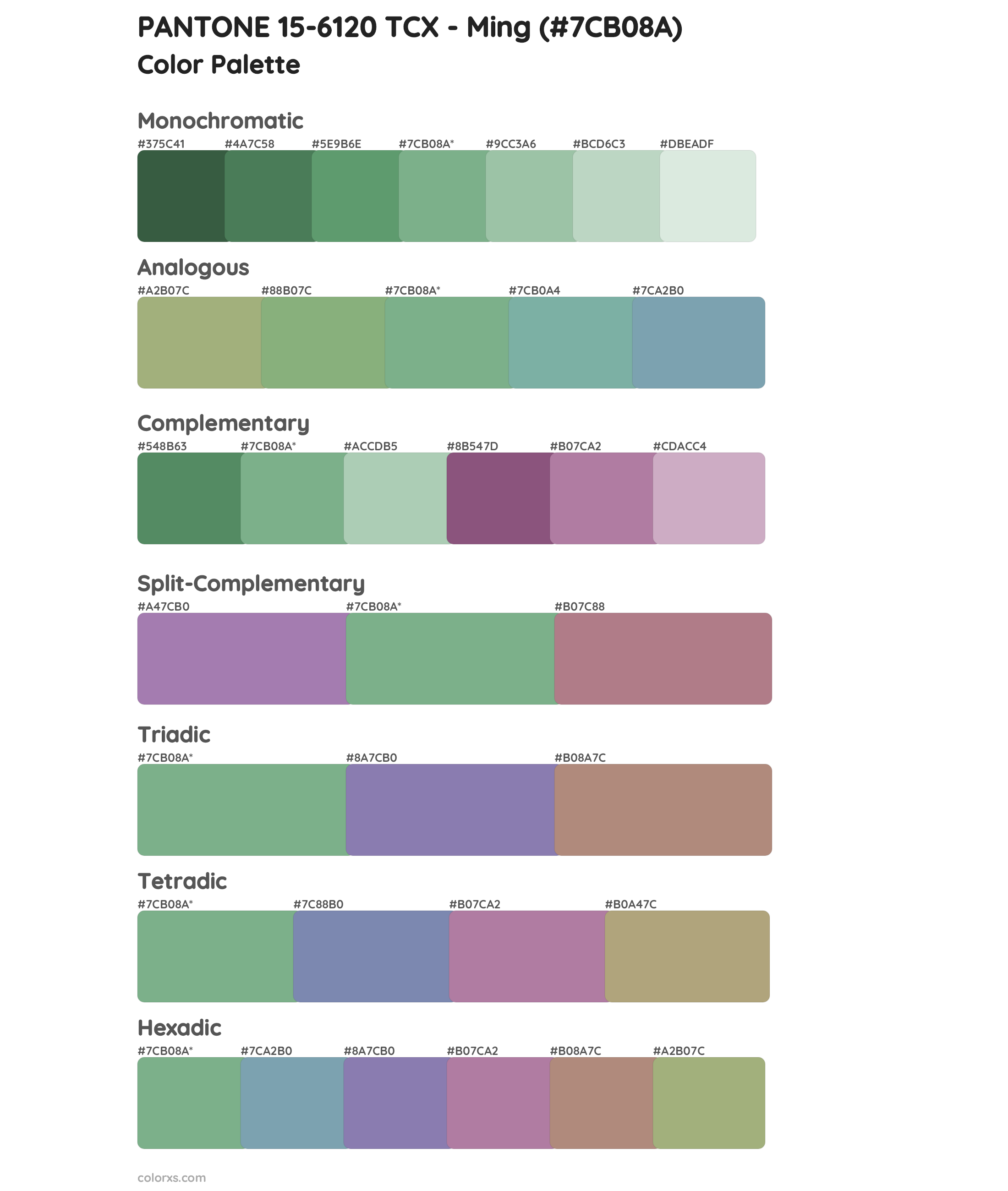 PANTONE 15-6120 TCX - Ming Color Scheme Palettes