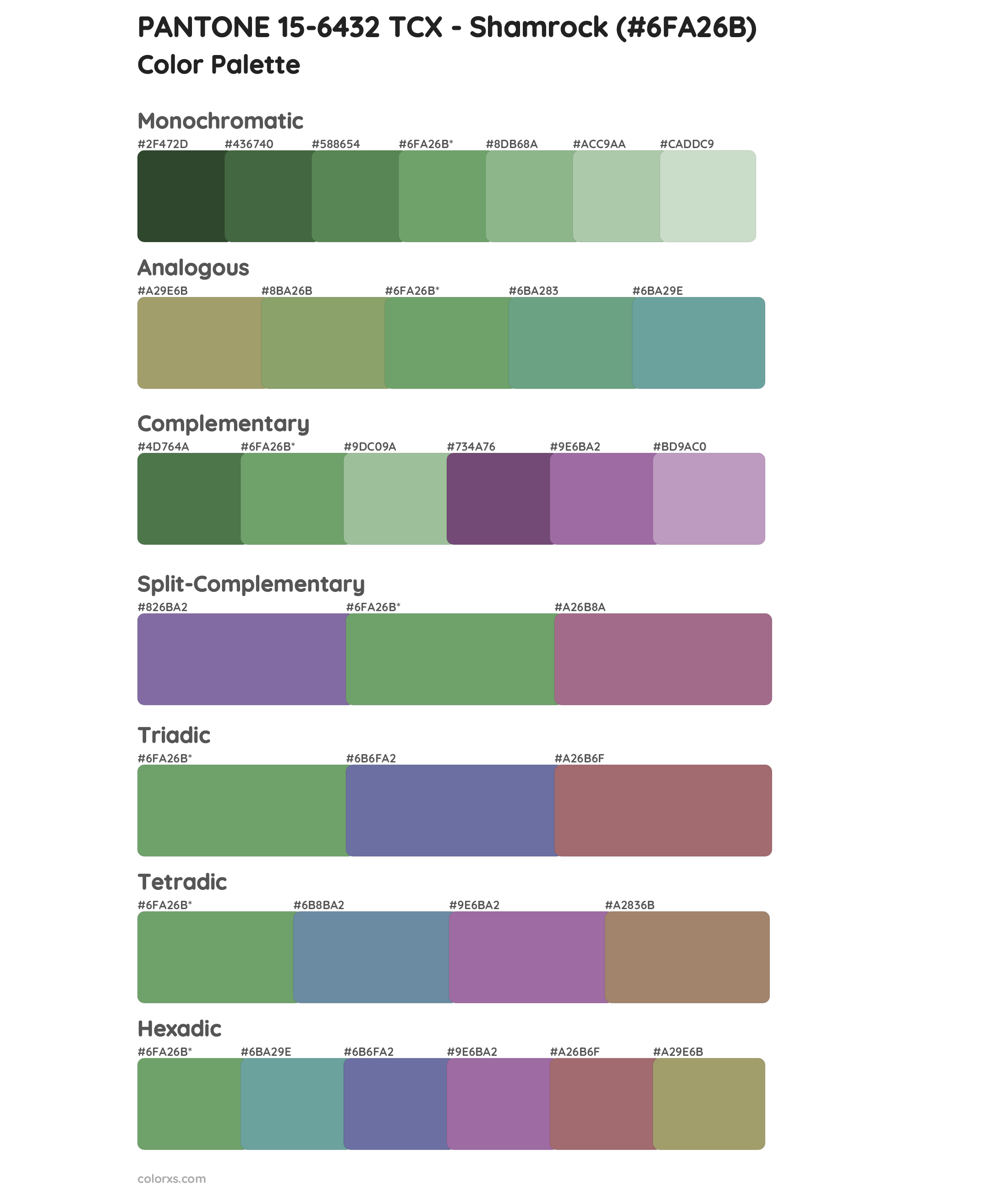 PANTONE 15-6432 TCX - Shamrock Color Scheme Palettes