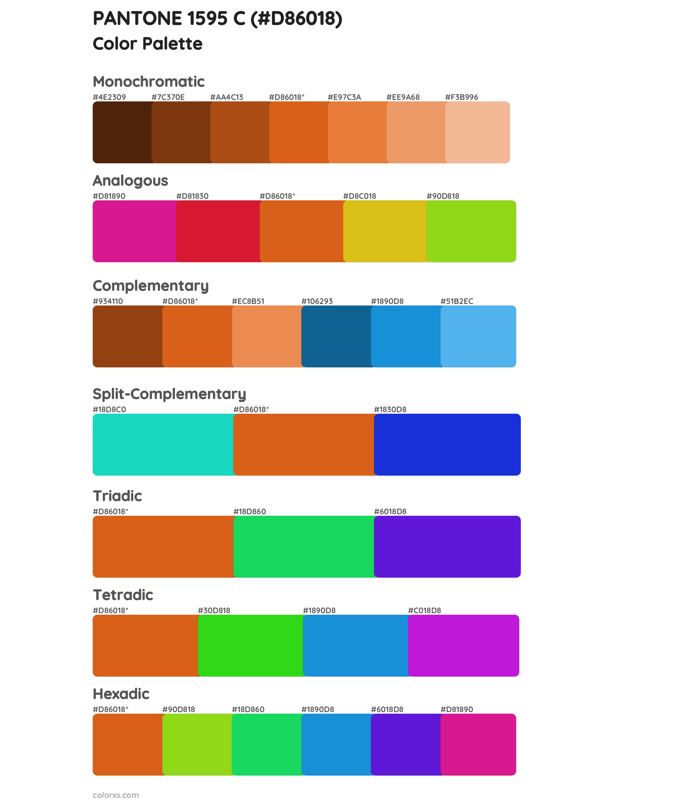 PANTONE 1595 C Color Scheme Palettes