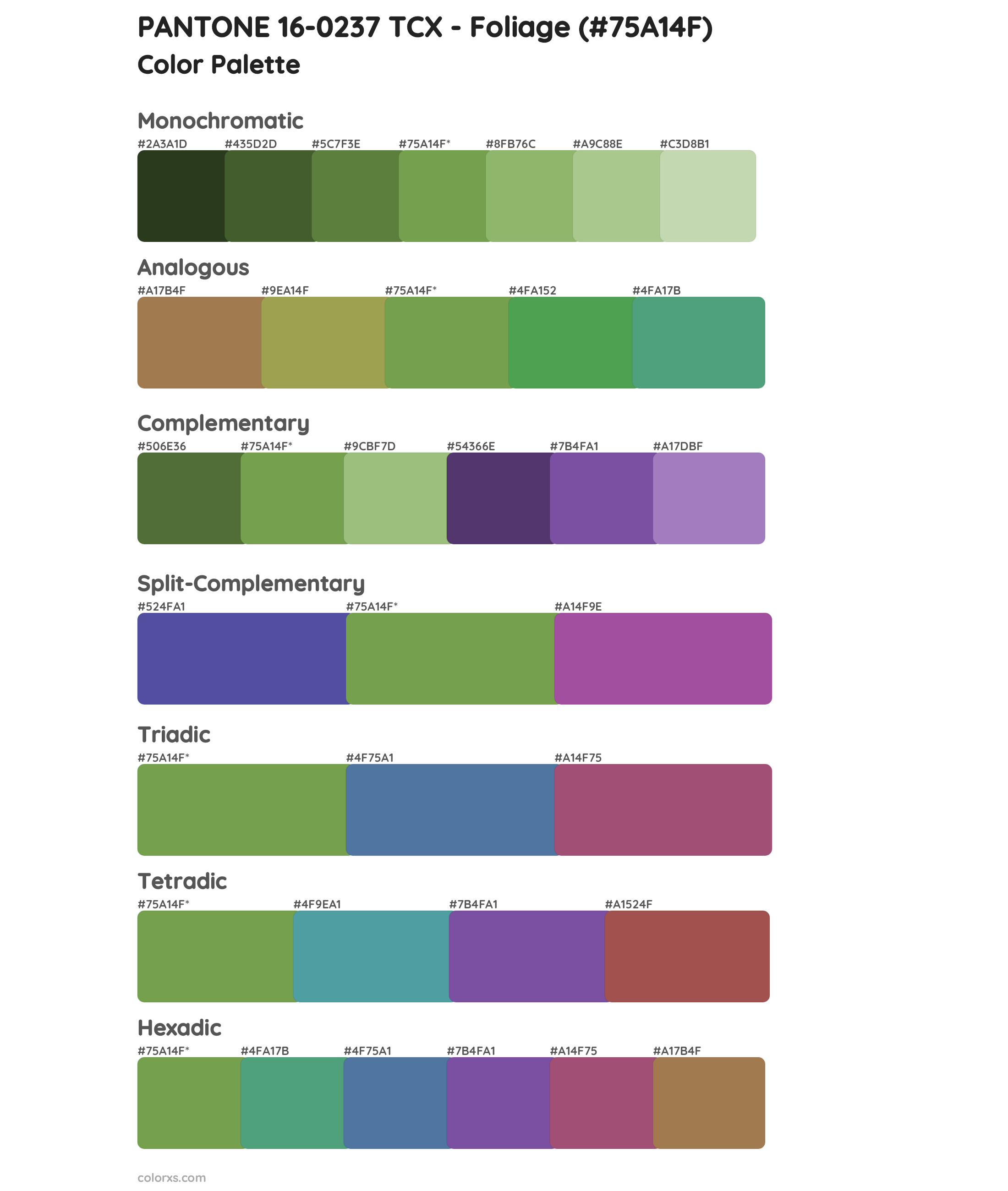 PANTONE 16-0237 TCX - Foliage Color Scheme Palettes