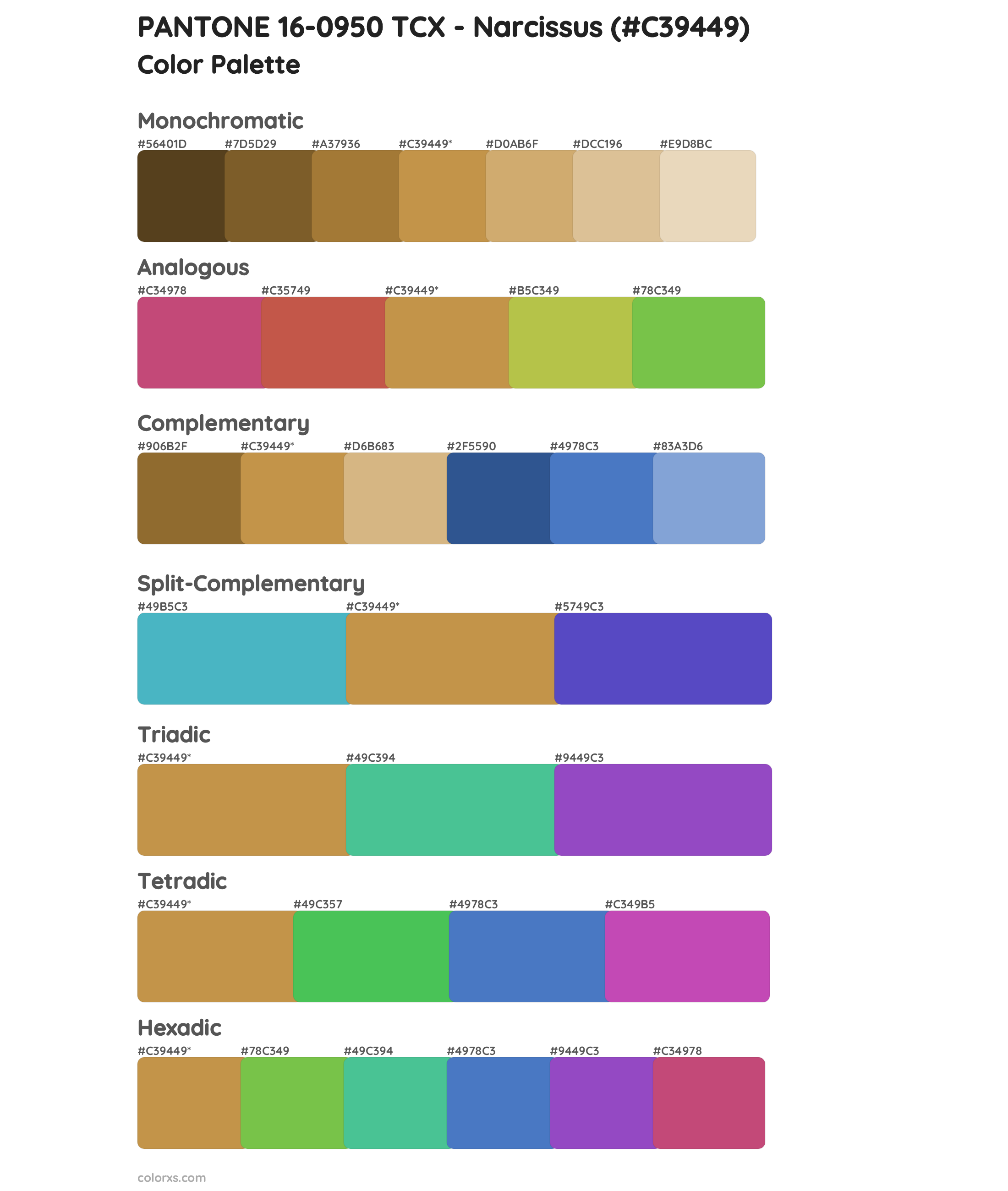 PANTONE 16-0950 TCX - Narcissus Color Scheme Palettes