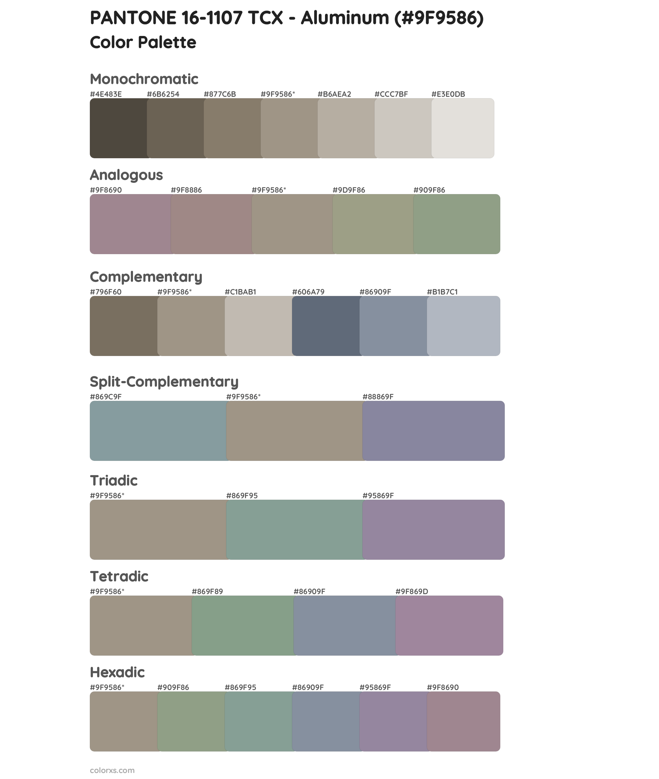 Earthy Taupe Solid Color Pairs Pantone Aluminum 16-1107 TCX