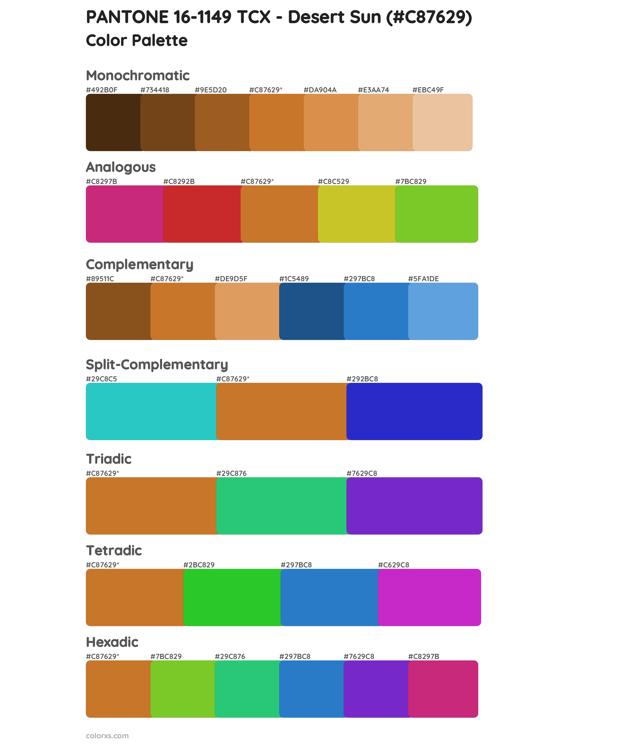 PANTONE 16-1149 TCX - Desert Sun Color Scheme Palettes