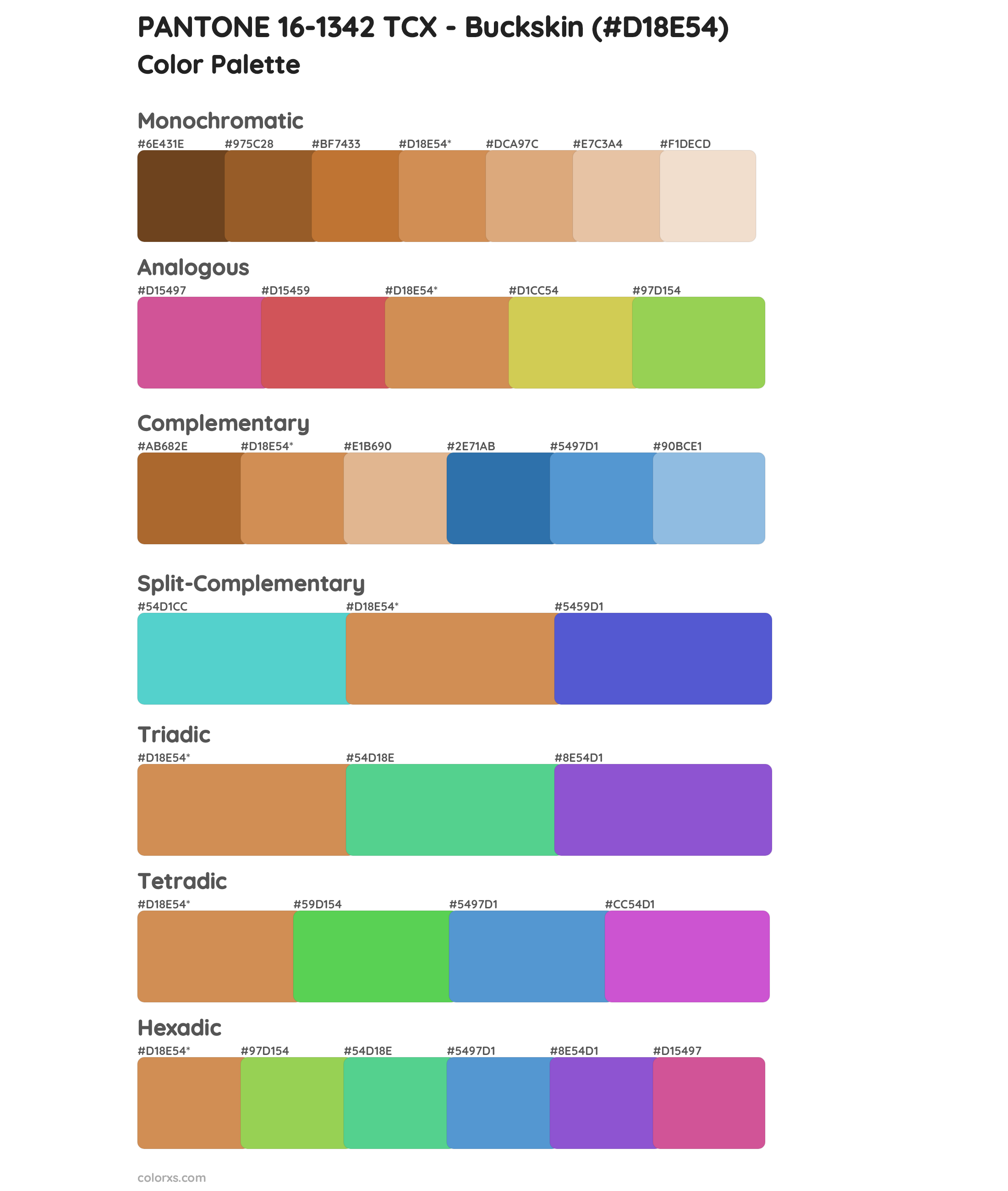 PANTONE 16-1342 TCX - Buckskin Color Scheme Palettes