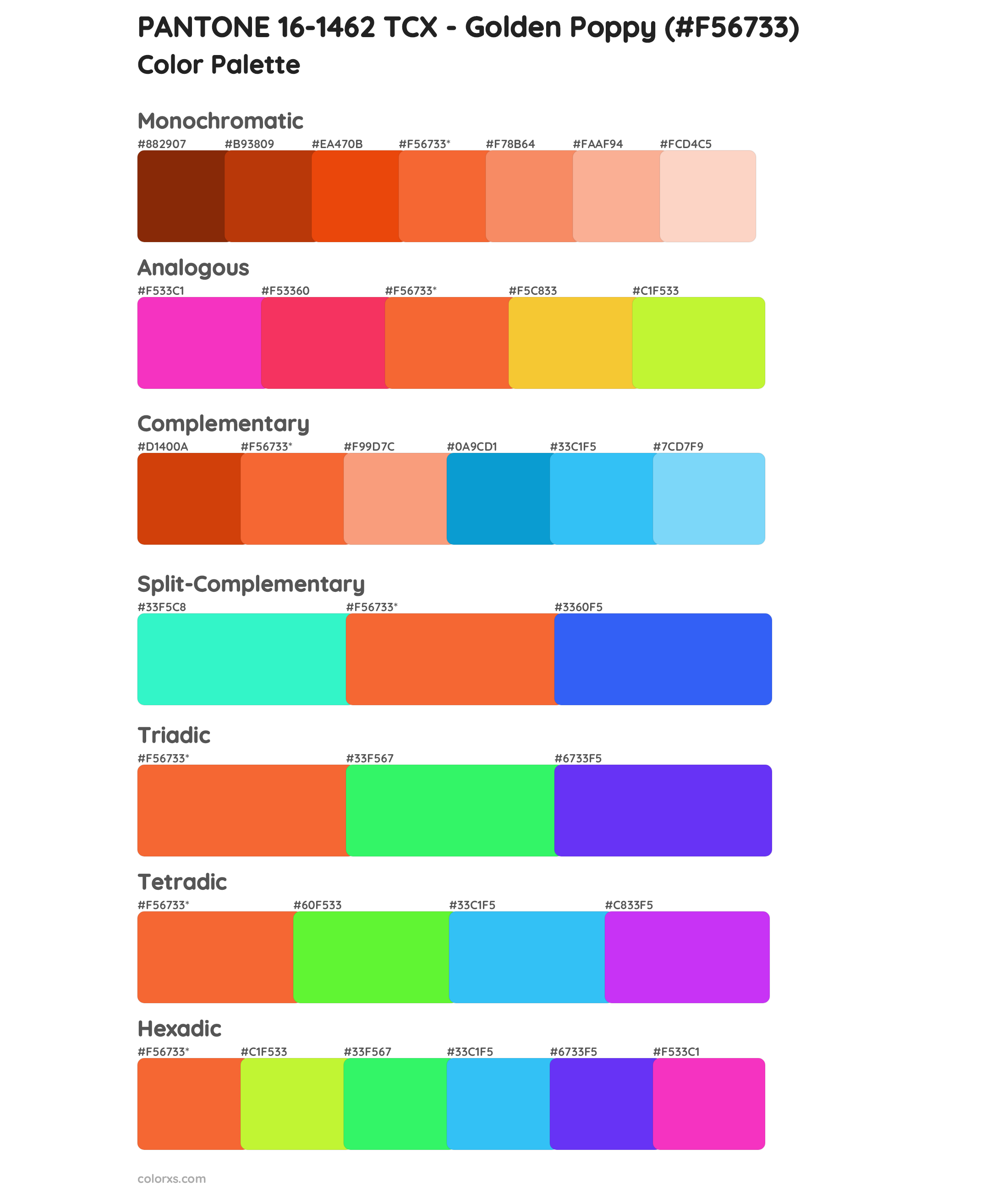 PANTONE 16-1462 TCX - Golden Poppy Color Scheme Palettes