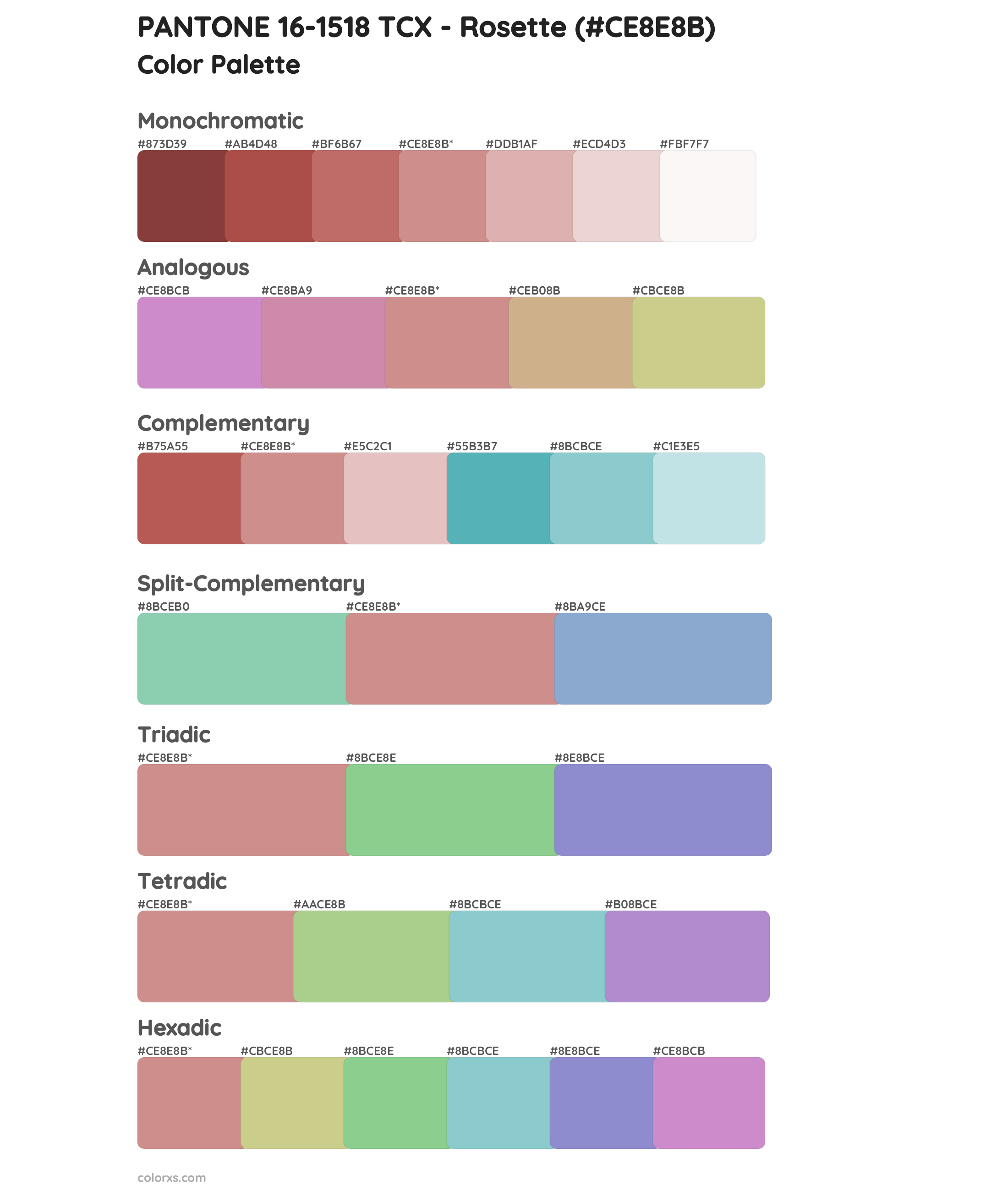 PANTONE 16-1518 TCX - Rosette color palettes - colorxs.com