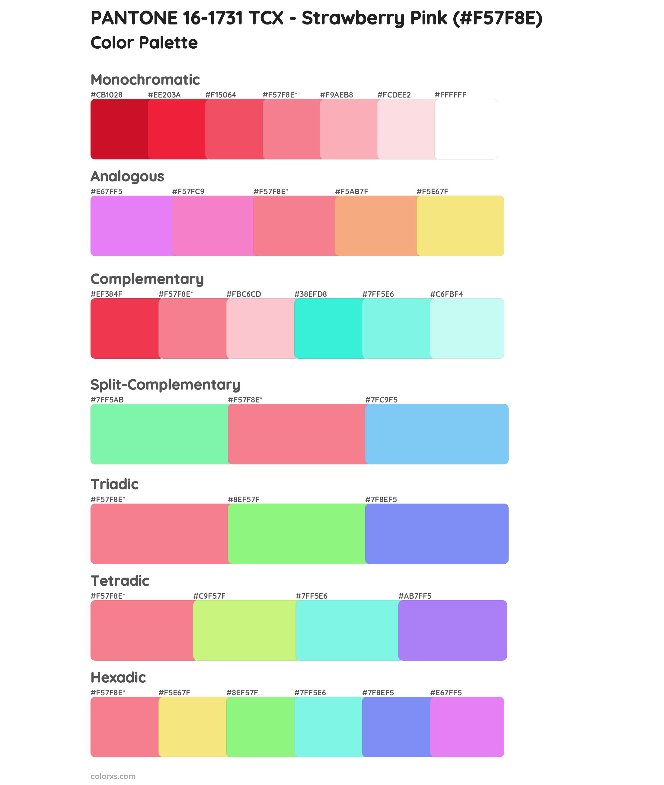 PANTONE 16-1731 TCX - Strawberry Pink Color Scheme Palettes