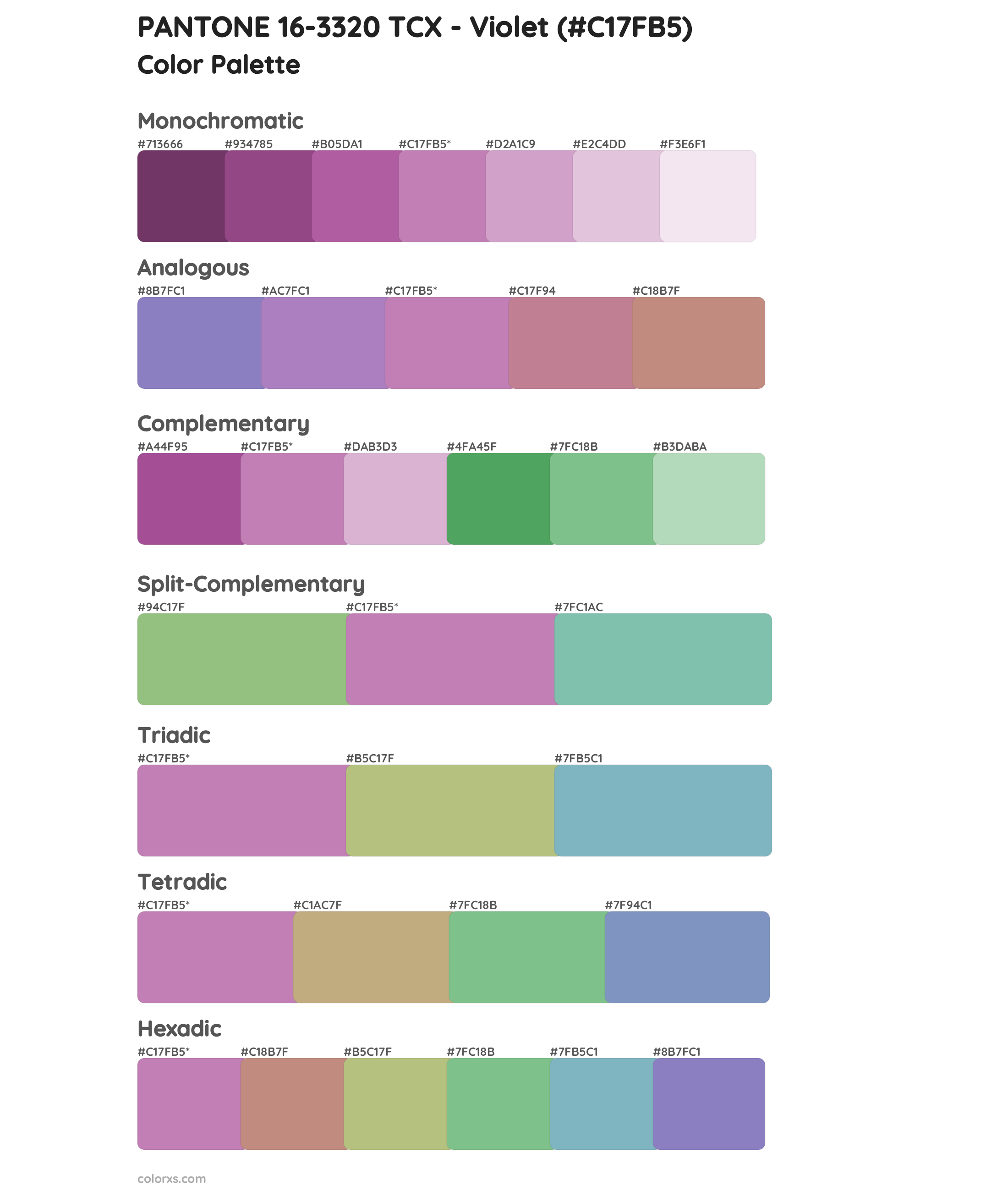 PANTONE 16-3320 TCX - Violet Color Scheme Palettes