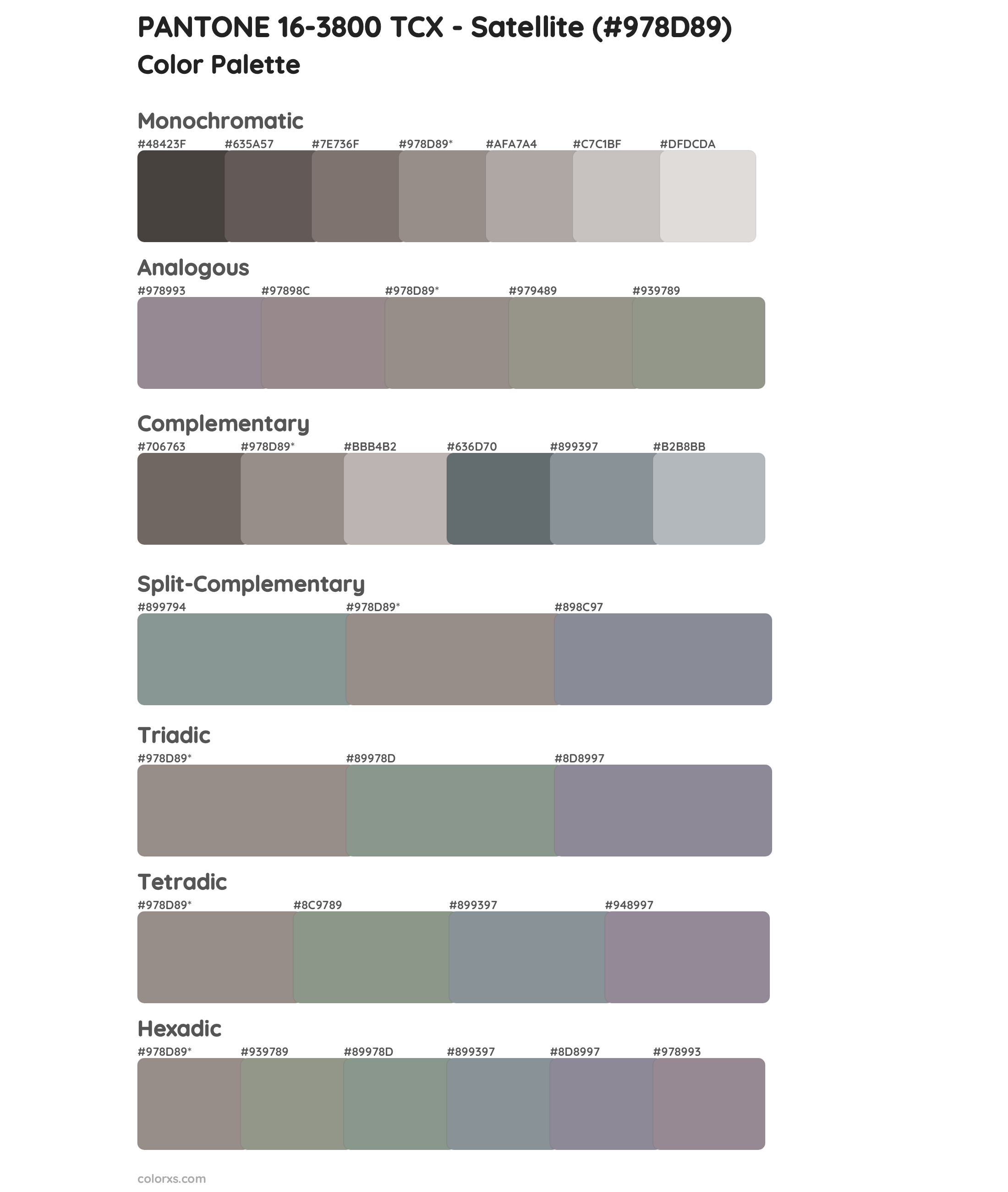 PANTONE 16-3800 TCX - Satellite Color Scheme Palettes