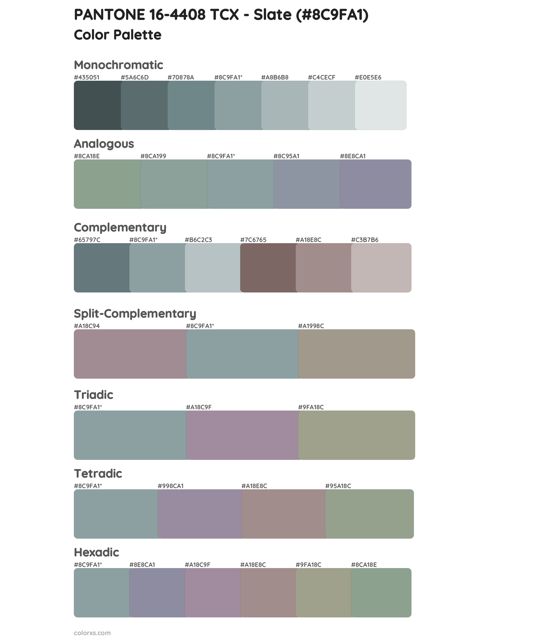 PANTONE 16-4408 TCX - Slate Color Scheme Palettes