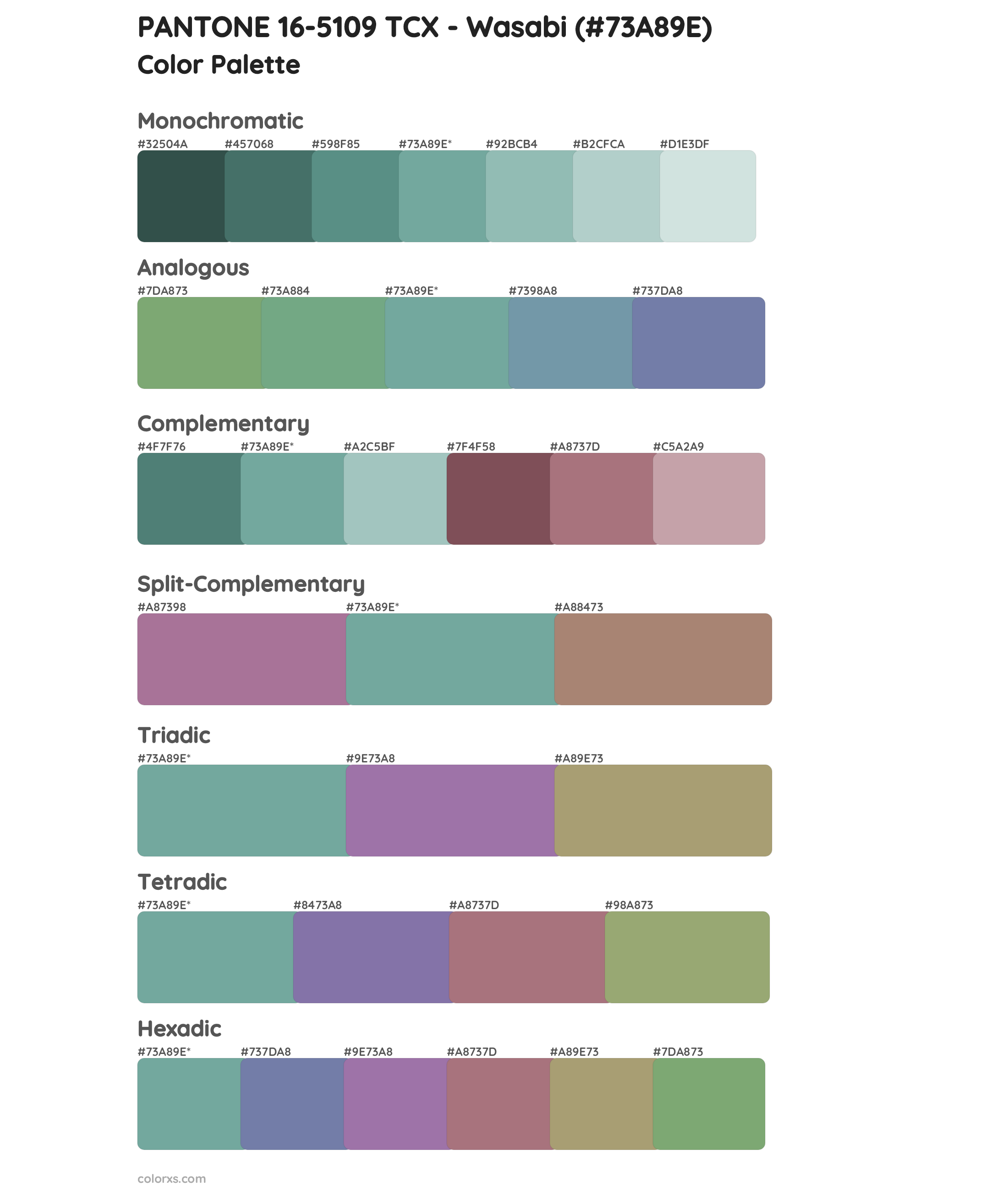 PANTONE 16-5109 TCX - Wasabi Color Scheme Palettes