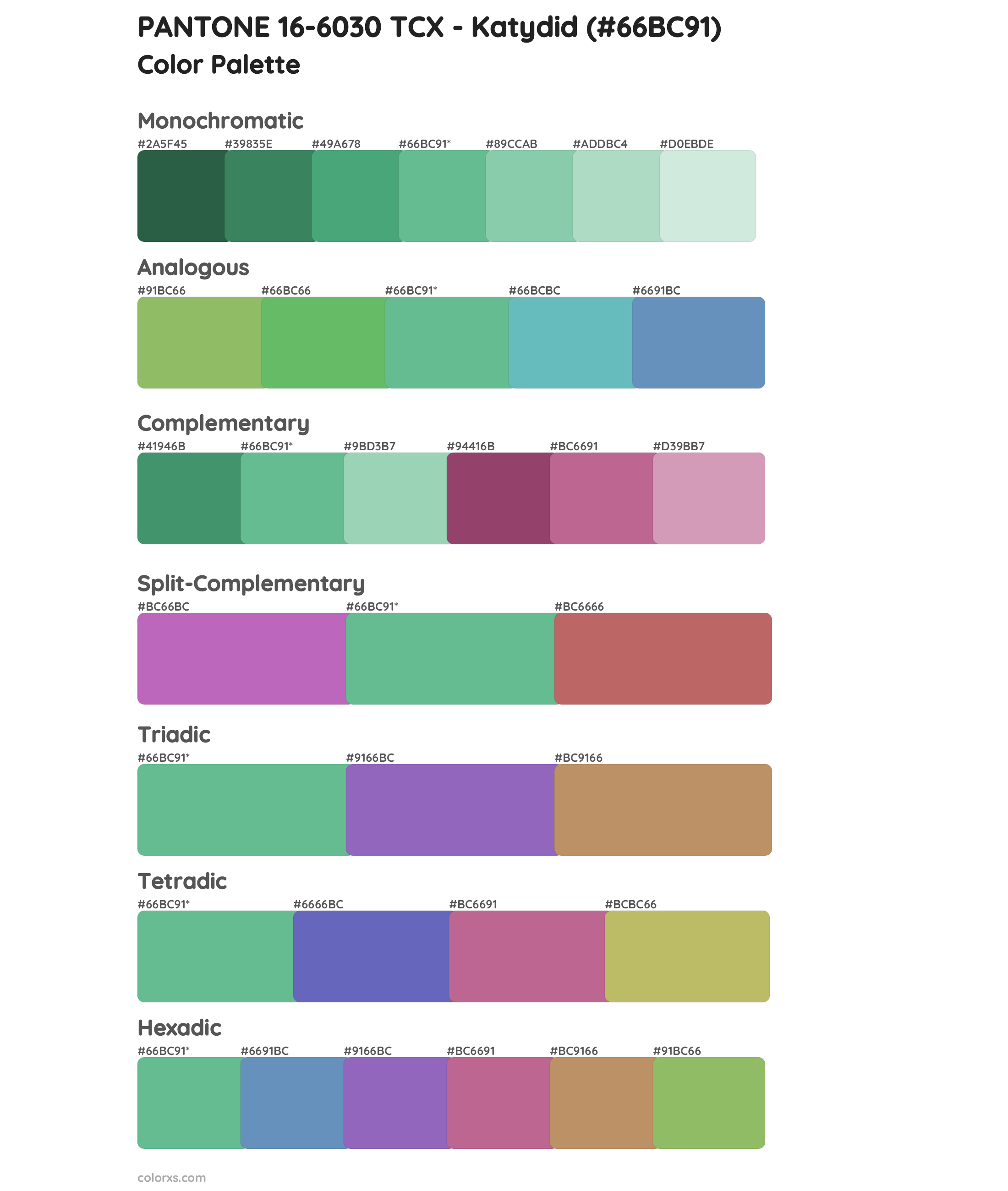 PANTONE 16-6030 TCX - Katydid Color Scheme Palettes