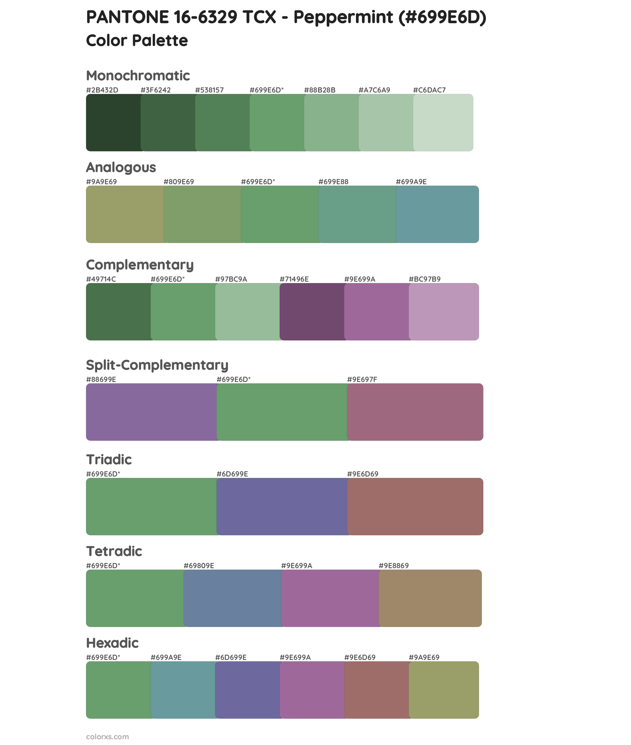 PANTONE 16-6329 TCX - Peppermint Color Scheme Palettes