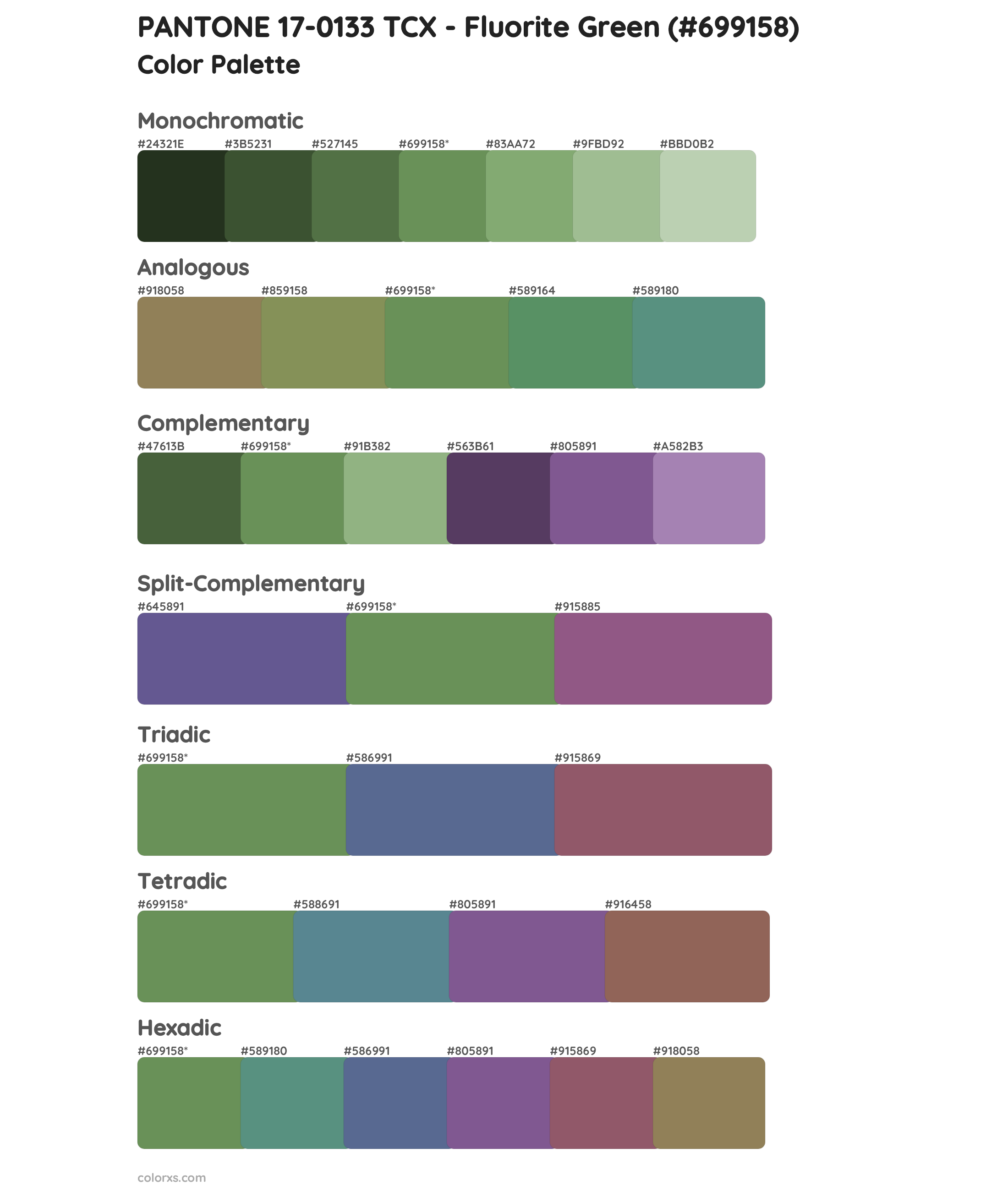 PANTONE 17-0133 TCX - Fluorite Green Color Scheme Palettes