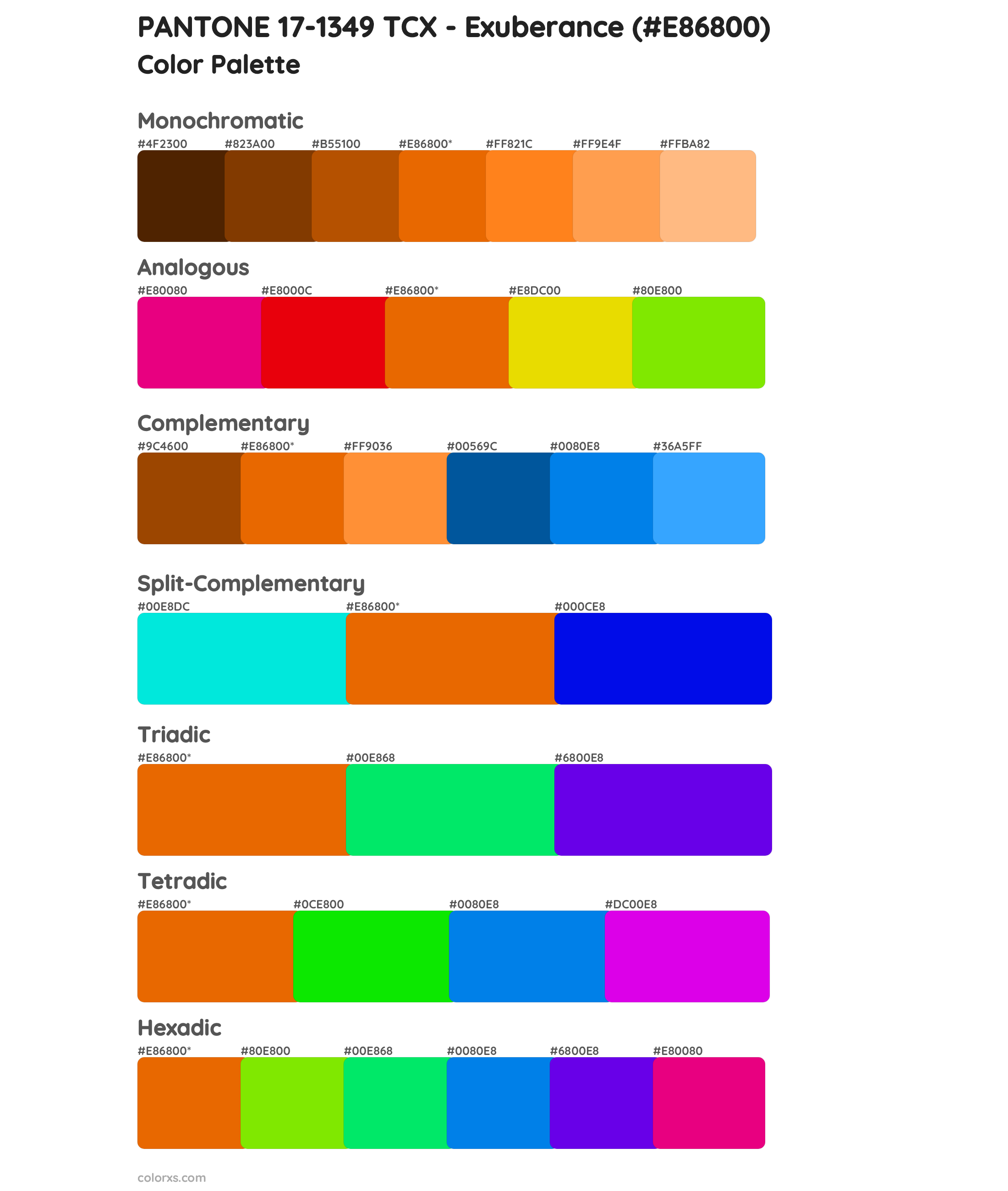 PANTONE 17-1349 TCX - Exuberance Color Scheme Palettes