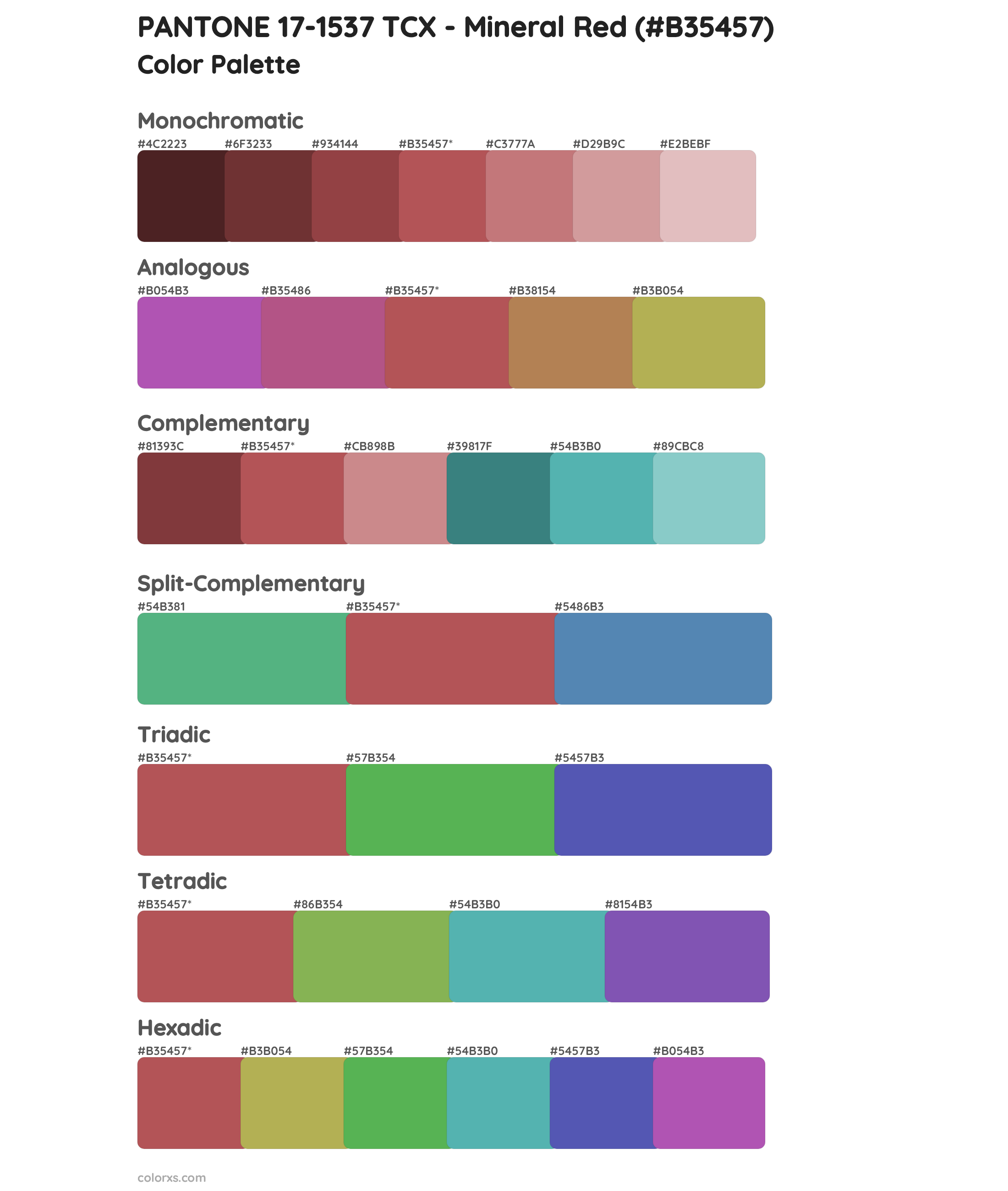 PANTONE 17-1537 TCX - Mineral Red Color Scheme Palettes