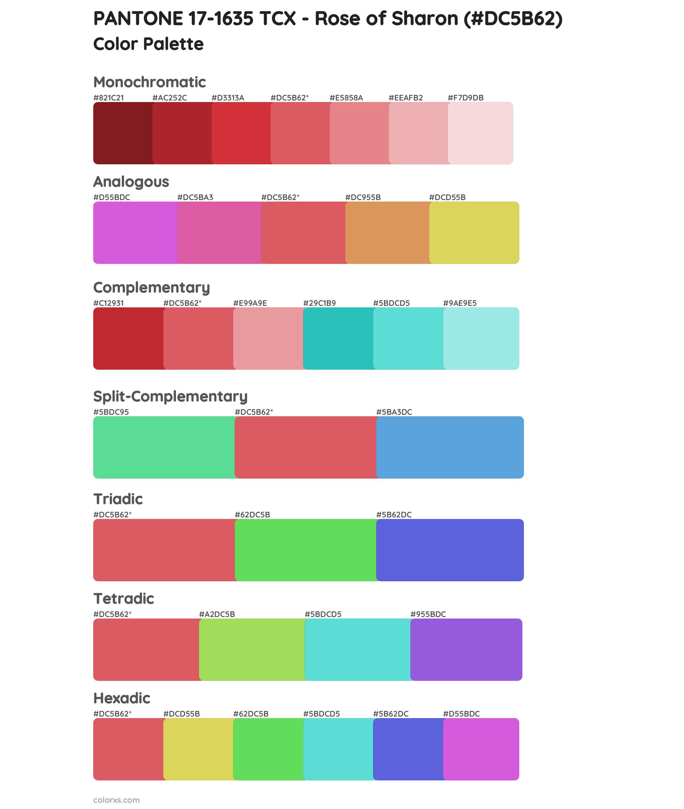 PANTONE 17-1635 TCX - Rose of Sharon Color Scheme Palettes