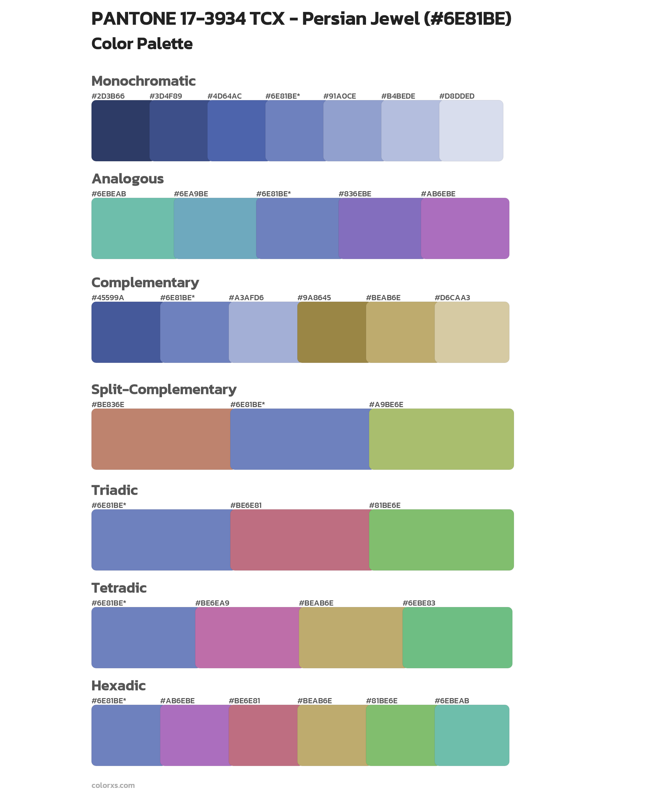 PANTONE 17-3934 TCX - Persian Jewel Color Scheme Palettes