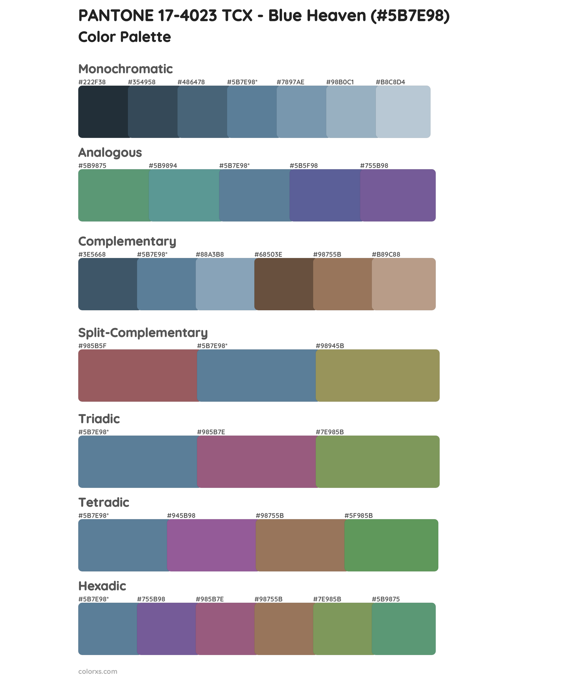 PANTONE 17-4023 TCX - Blue Heaven Color Scheme Palettes