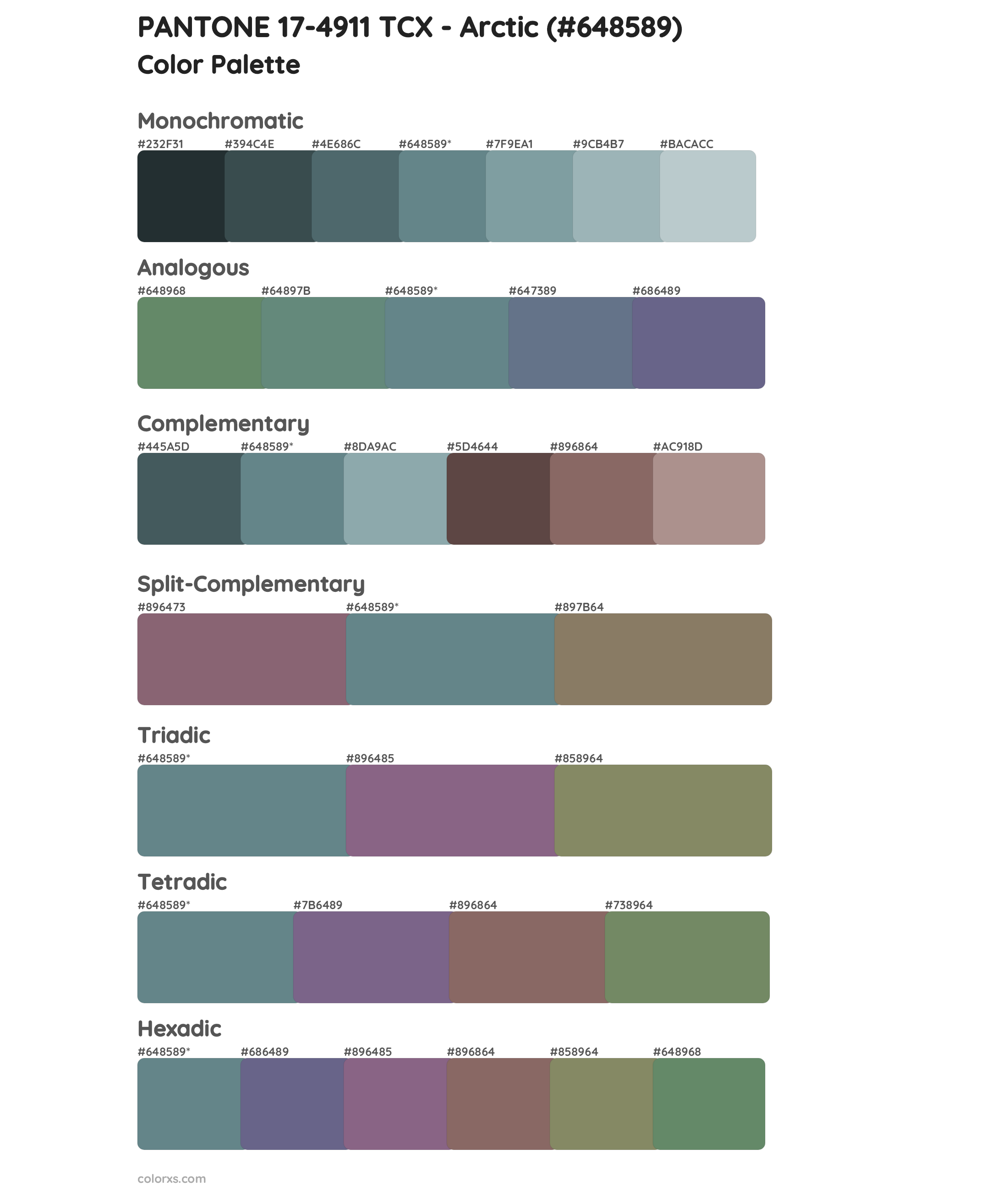 PANTONE 17-4911 TCX - Arctic Color Scheme Palettes