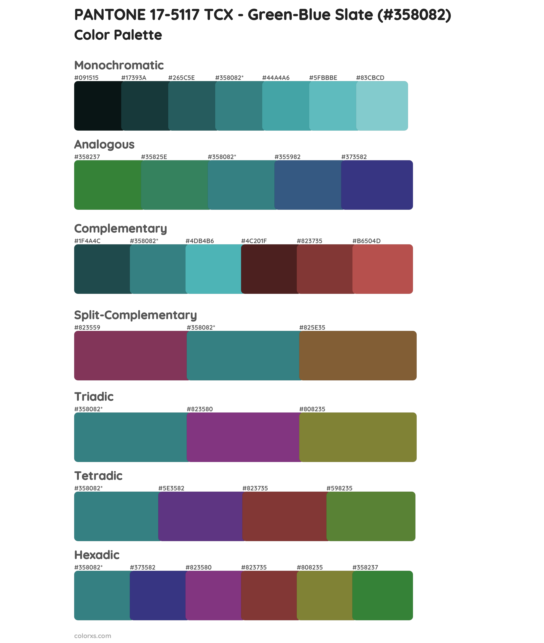 PANTONE 17-5117 TCX - Green-Blue Slate Color Scheme Palettes