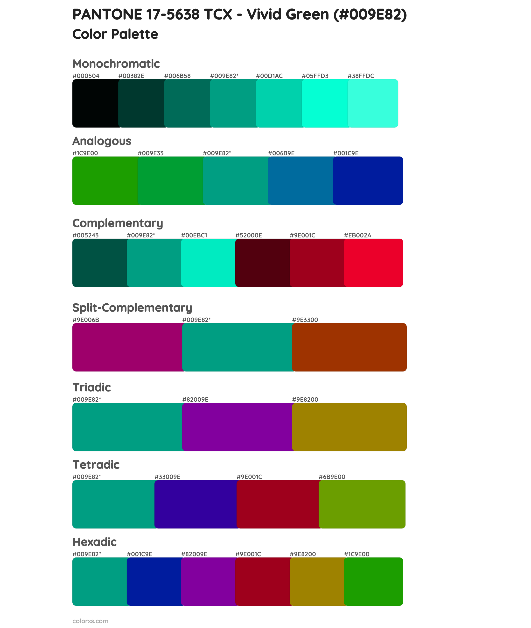 PANTONE 17-5638 TCX - Vivid Green Color Scheme Palettes