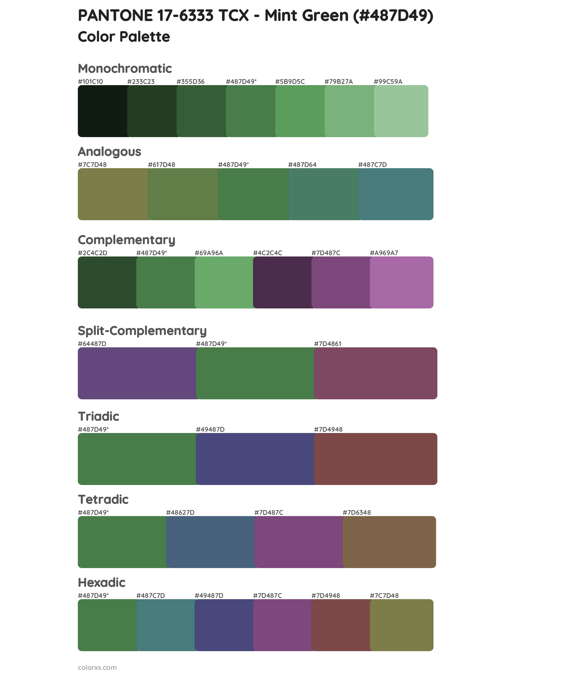 PANTONE 17-6333 TCX - Mint Green Color Scheme Palettes