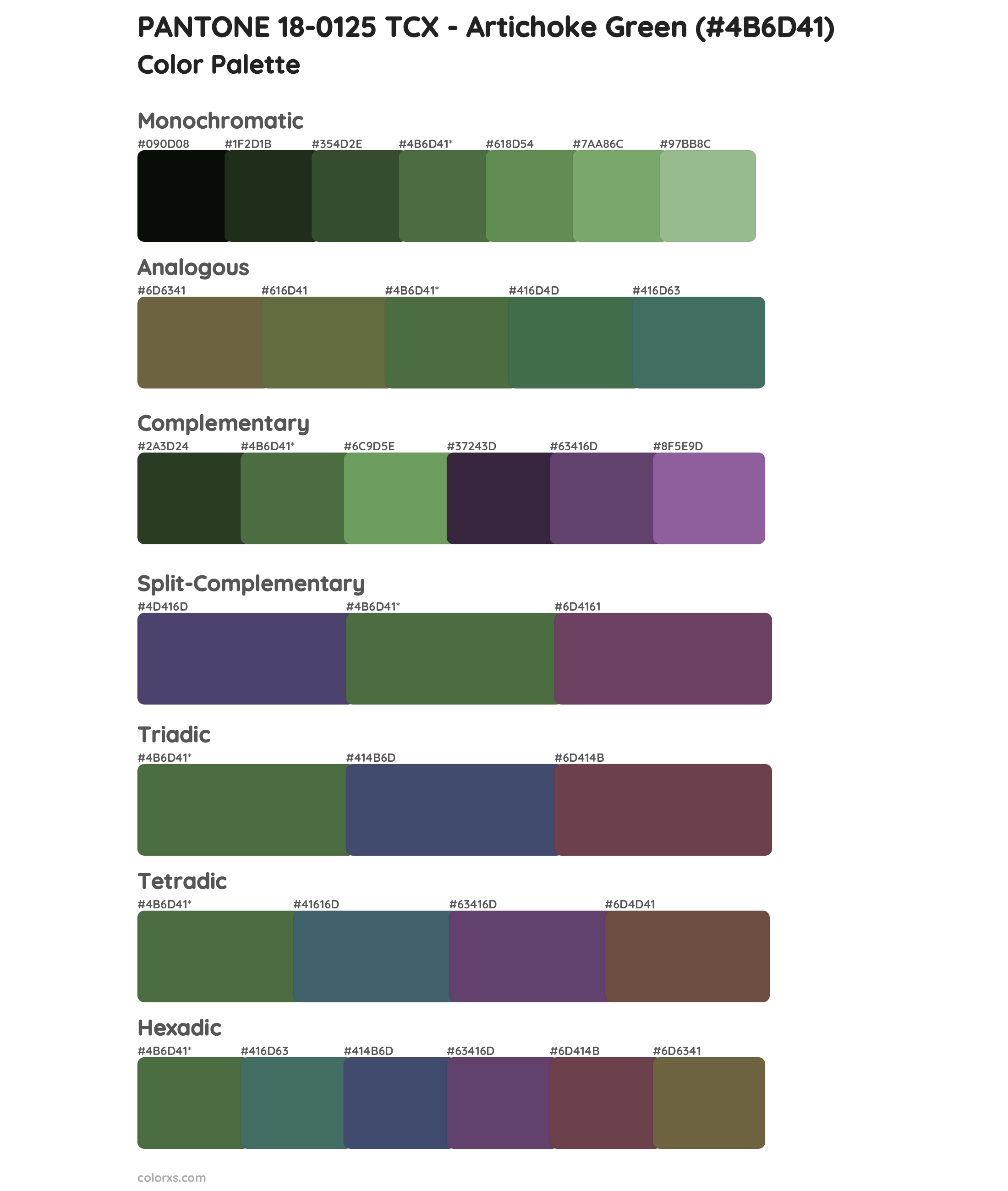 PANTONE 18-0125 TCX - Artichoke Green Color Scheme Palettes