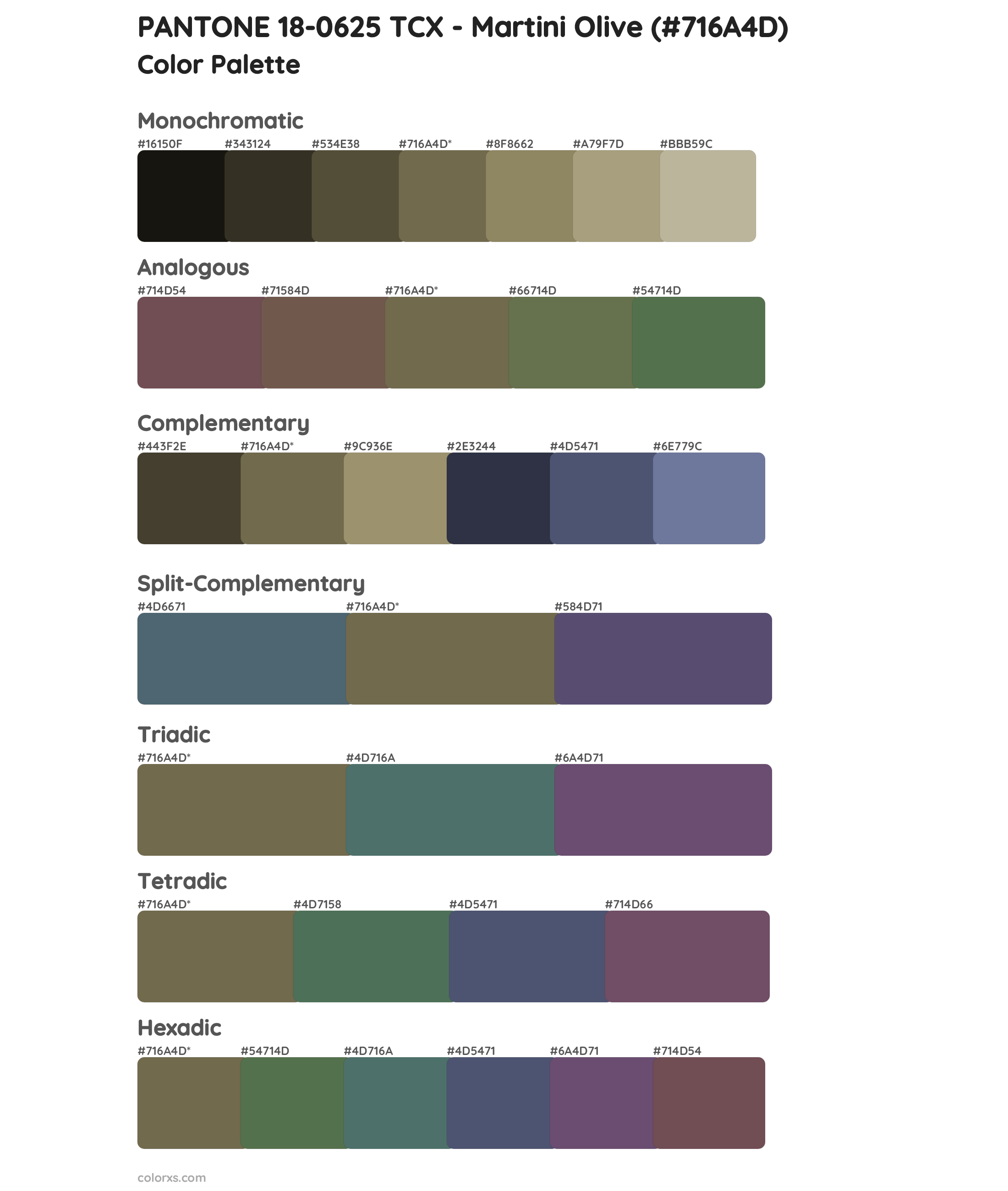 PANTONE 180625 TCX Martini Olive color palettes and color scheme