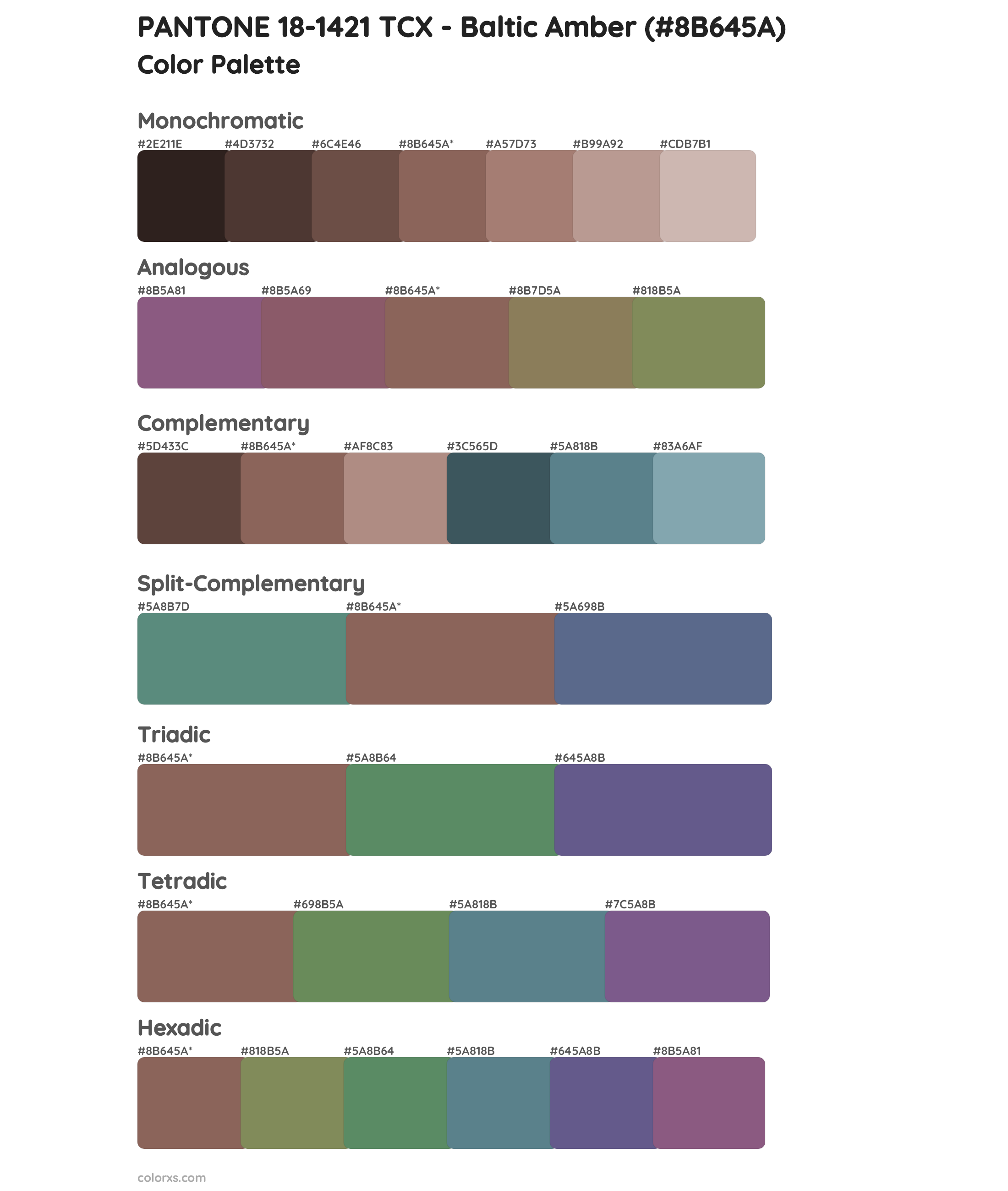 PANTONE 18-1421 TCX - Baltic Amber Color Scheme Palettes