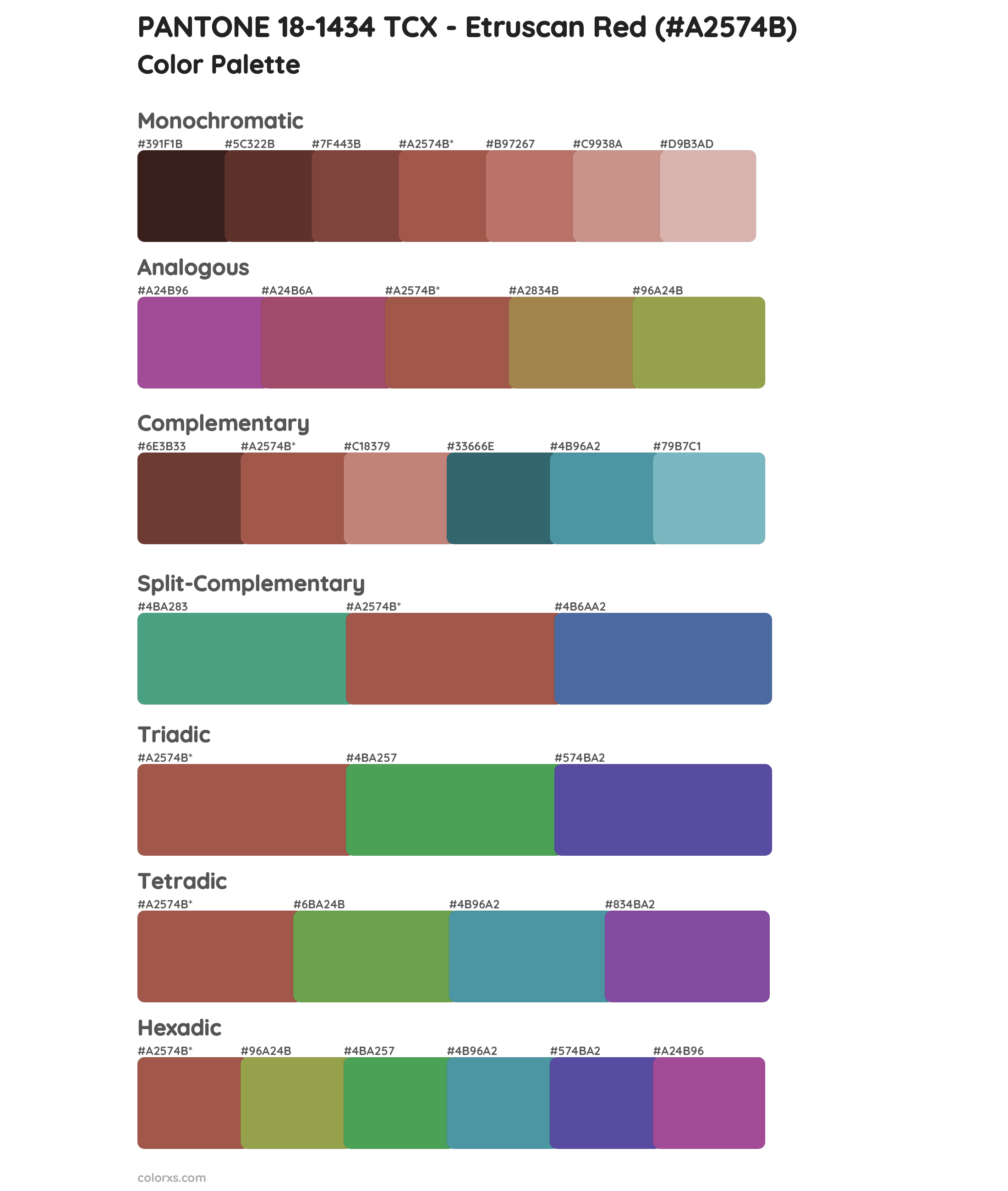 PANTONE 18-1434 TCX - Etruscan Red Color Scheme Palettes