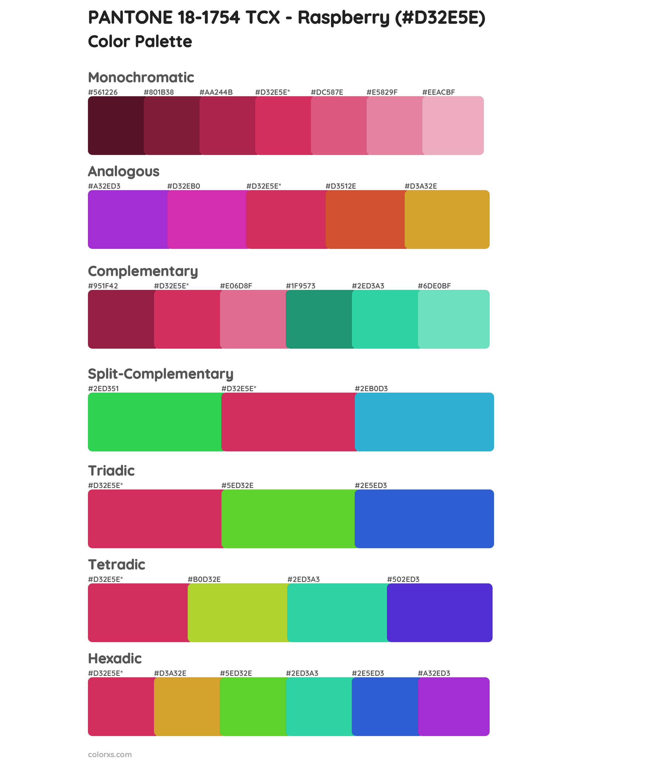 PANTONE 18-1754 TCX - Raspberry Color Scheme Palettes