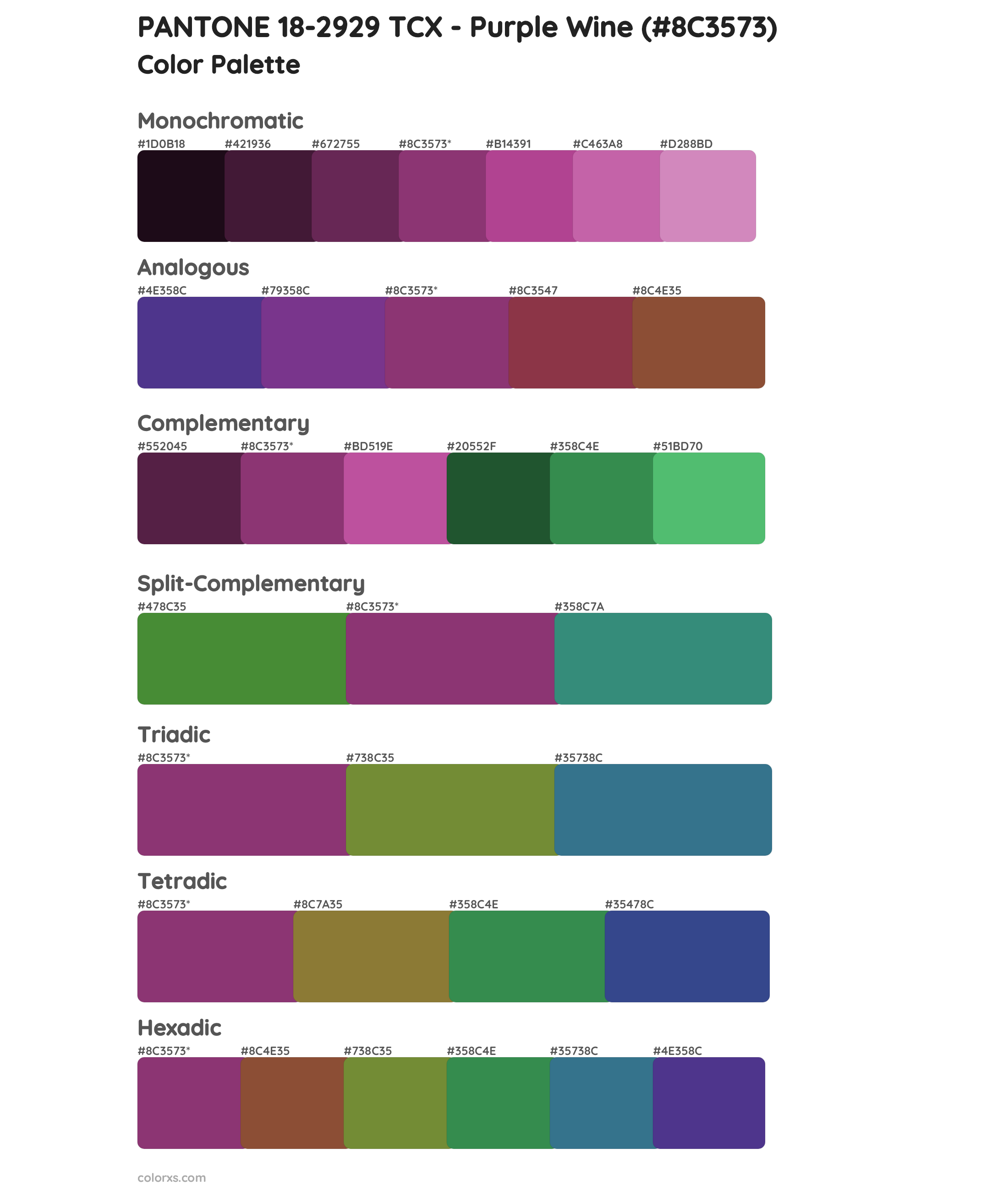 PANTONE 18-2929 TCX - Purple Wine Color Scheme Palettes