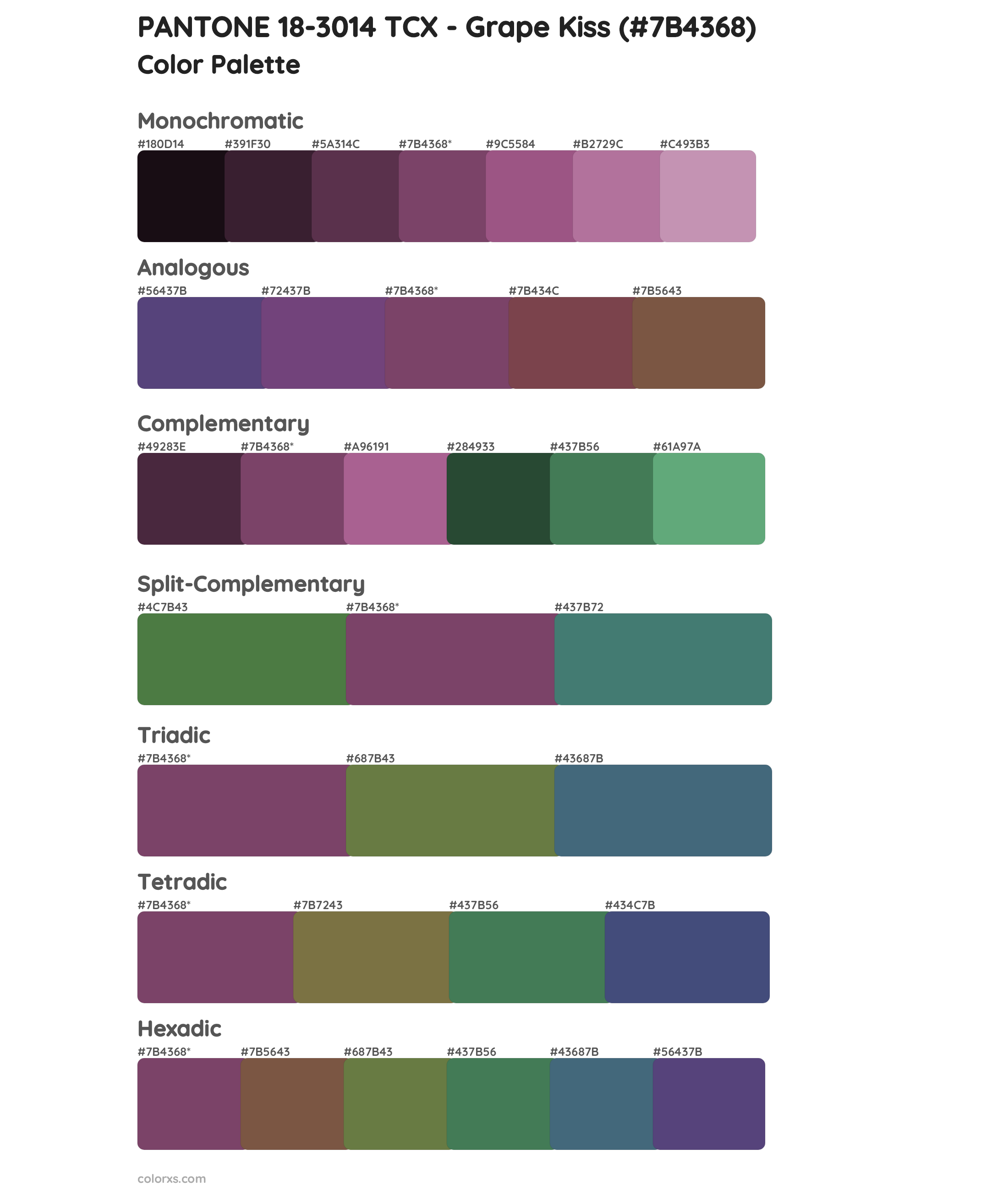 PANTONE 18-3014 TCX - Grape Kiss Color Scheme Palettes