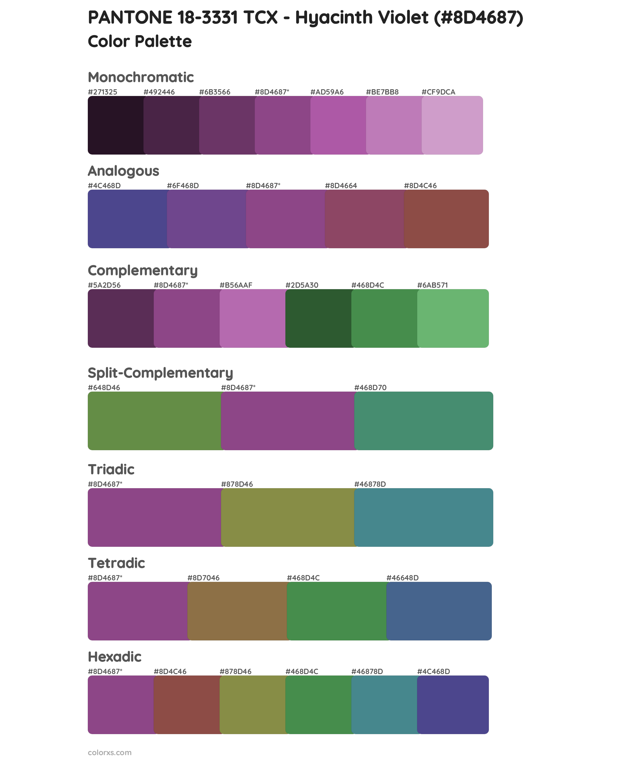 PANTONE 18-3331 TCX - Hyacinth Violet Color Scheme Palettes