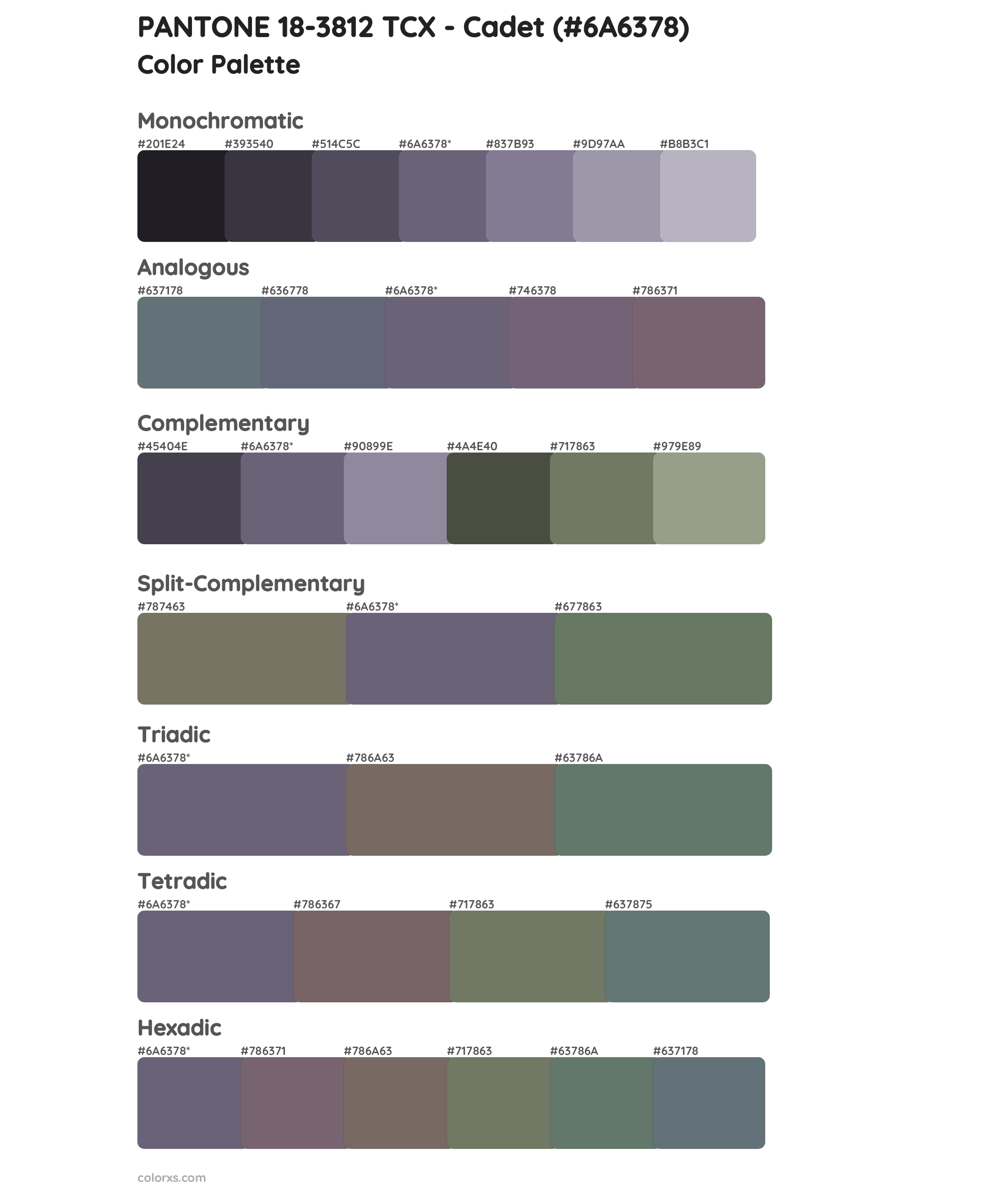 PANTONE 18-3812 TCX - Cadet Color Scheme Palettes