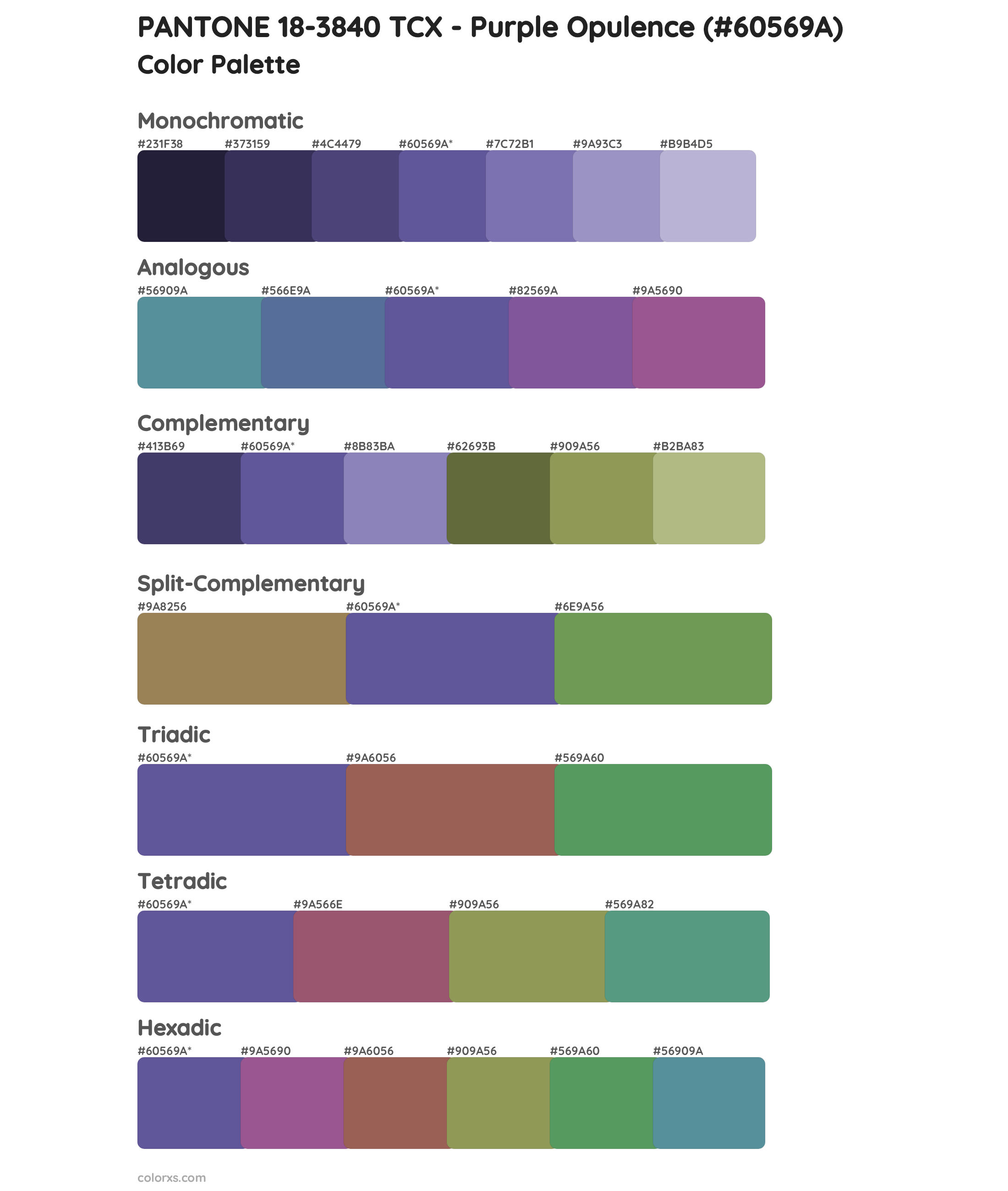 PANTONE 18-3840 TCX - Purple Opulence Color Scheme Palettes