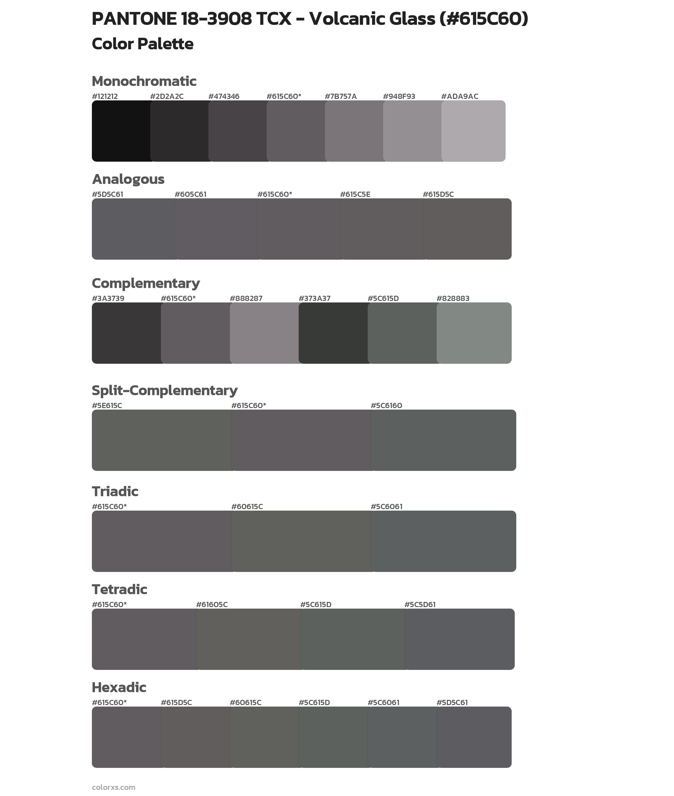 PANTONE 18-3908 TCX - Volcanic Glass Color Scheme Palettes