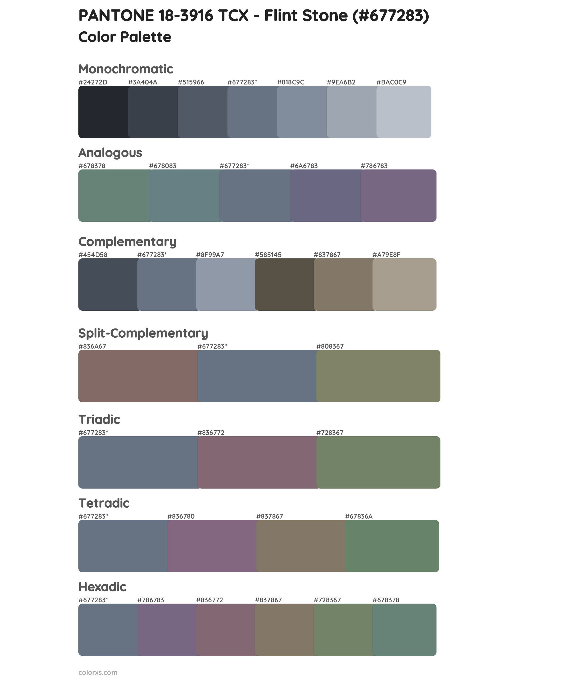 PANTONE 18-3916 TCX - Flint Stone Color Scheme Palettes