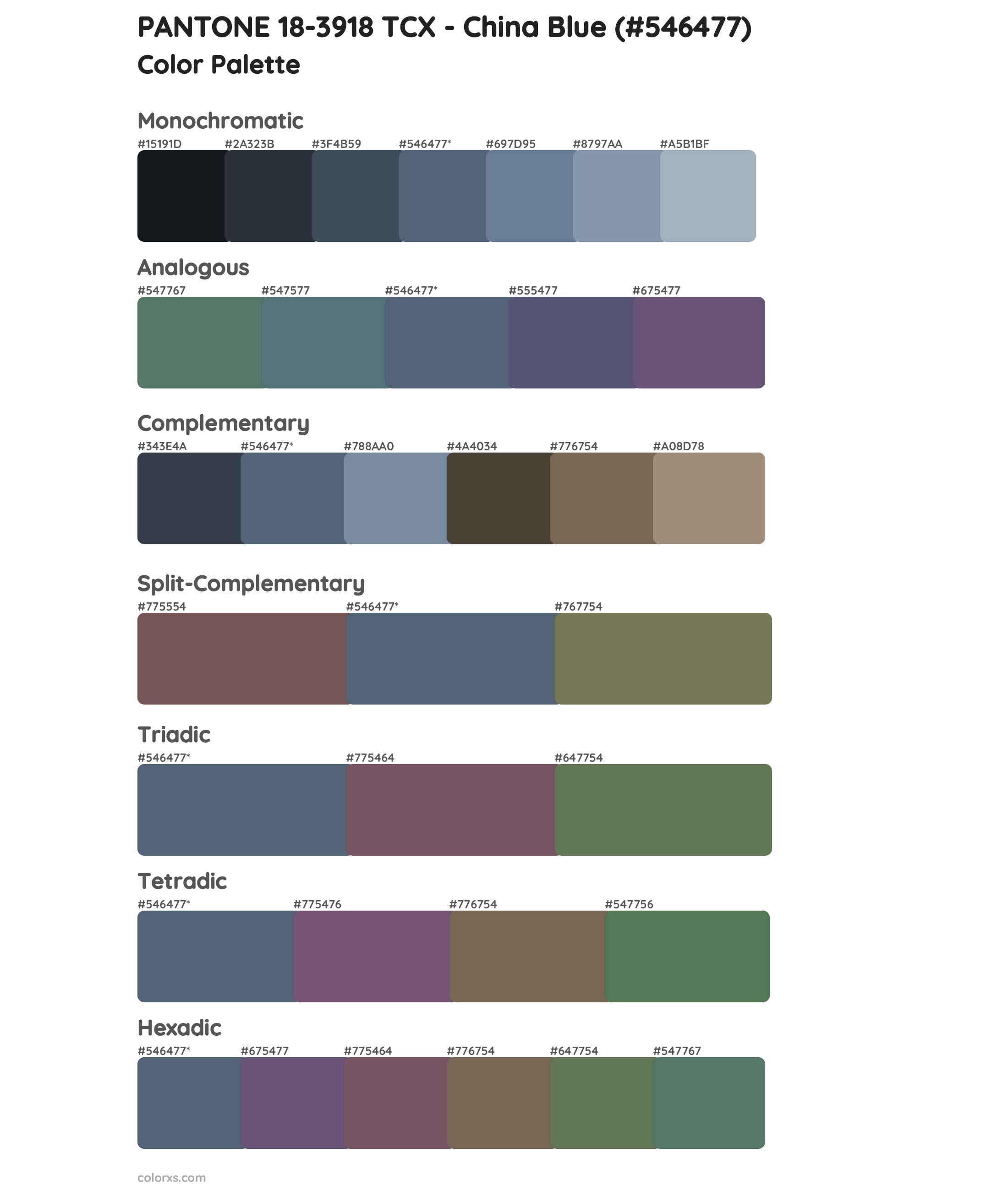 PANTONE 18-3918 TCX - China Blue Color Scheme Palettes