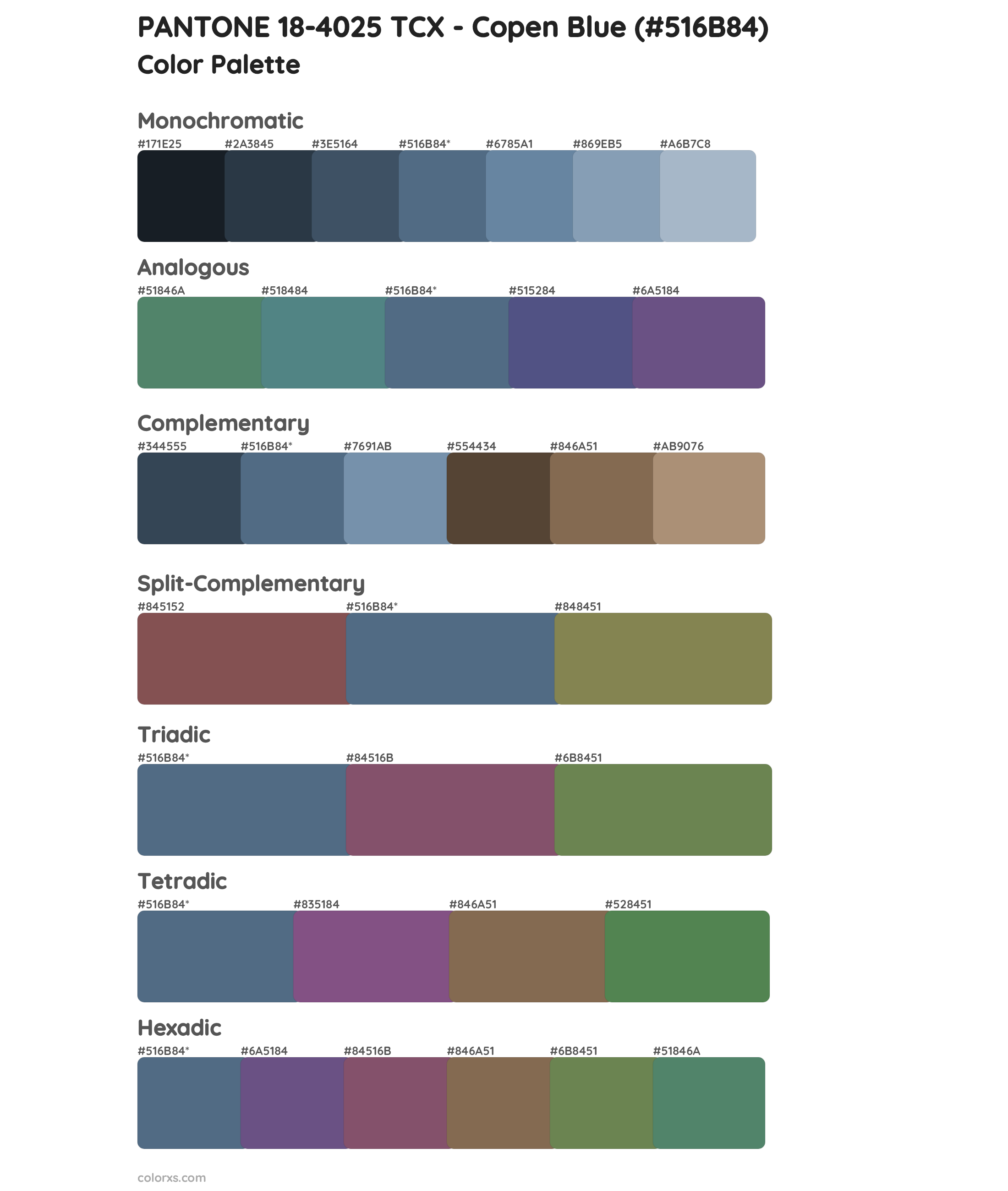 PANTONE 18-4025 TCX - Copen Blue Color Scheme Palettes